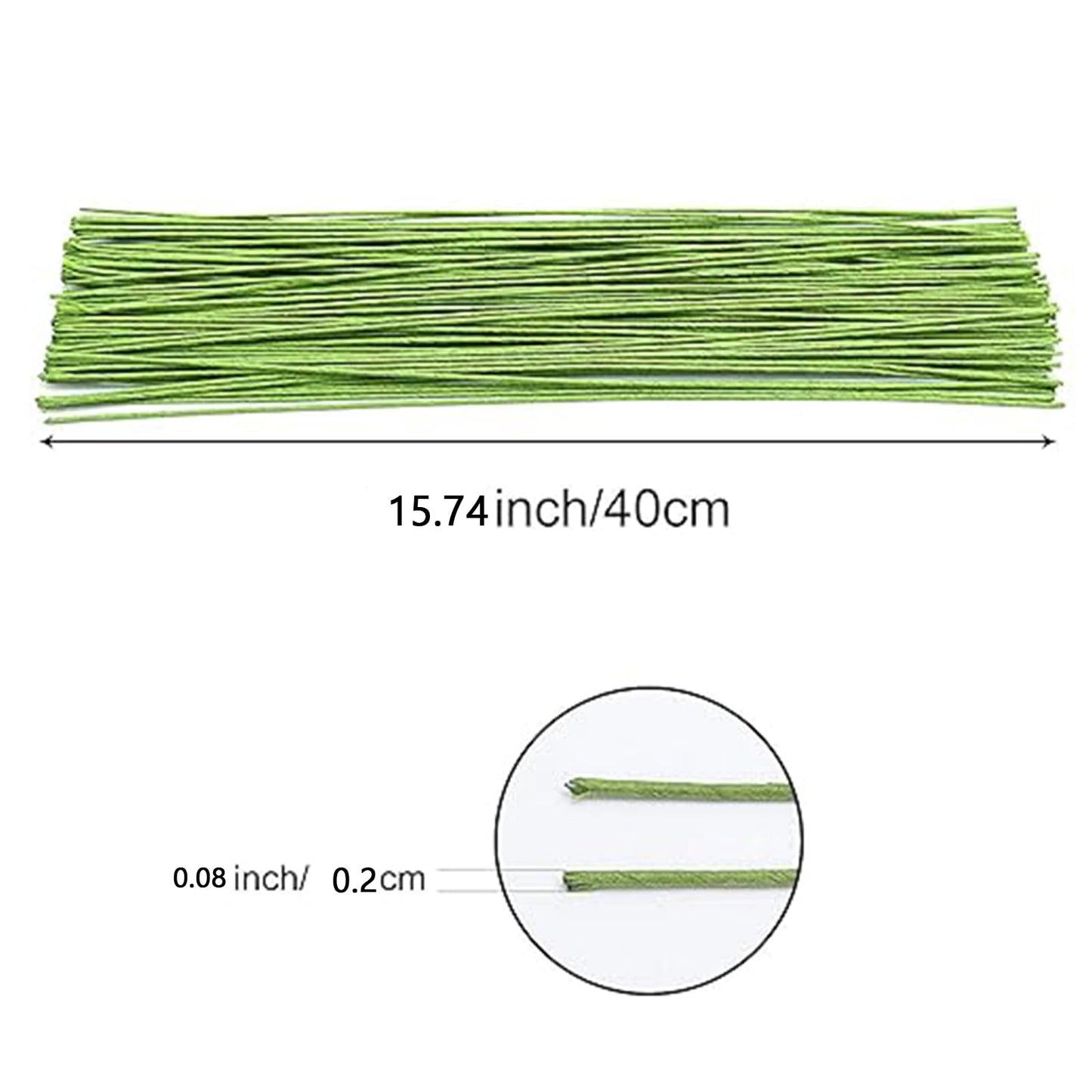 ZOENHOU 300 PCS 16 Inch 14 Gauge Floral Wire, Green Floral Stem Crafting Wire for DIY Crafts, Flower Making Supplies Florist Arrangements and Decorations