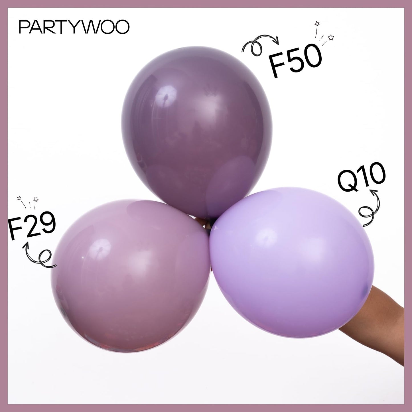 PartyWoo Dusty Purple Balloons 100pcs Different Sizes Pack of 18 12 10 5 Inch Lavender Boho Neutral Balloon Arch Kit for Baby Shower Graduation Butterfly Fairy Birthday Party Decorations Purple-F29