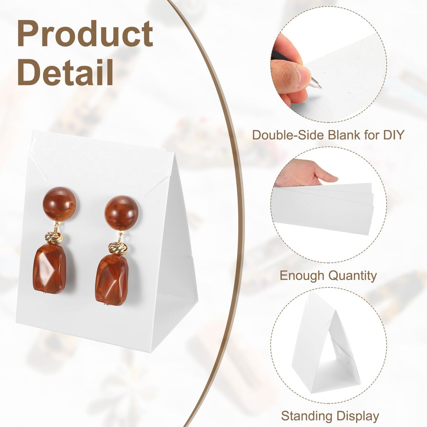 uxcell 50 Pcs Standing Earring Display Cards, Necklace Display Cards Jewelry Paper Bracelet Packaging for Selling Small Business Jewelry Making Keychain, White
