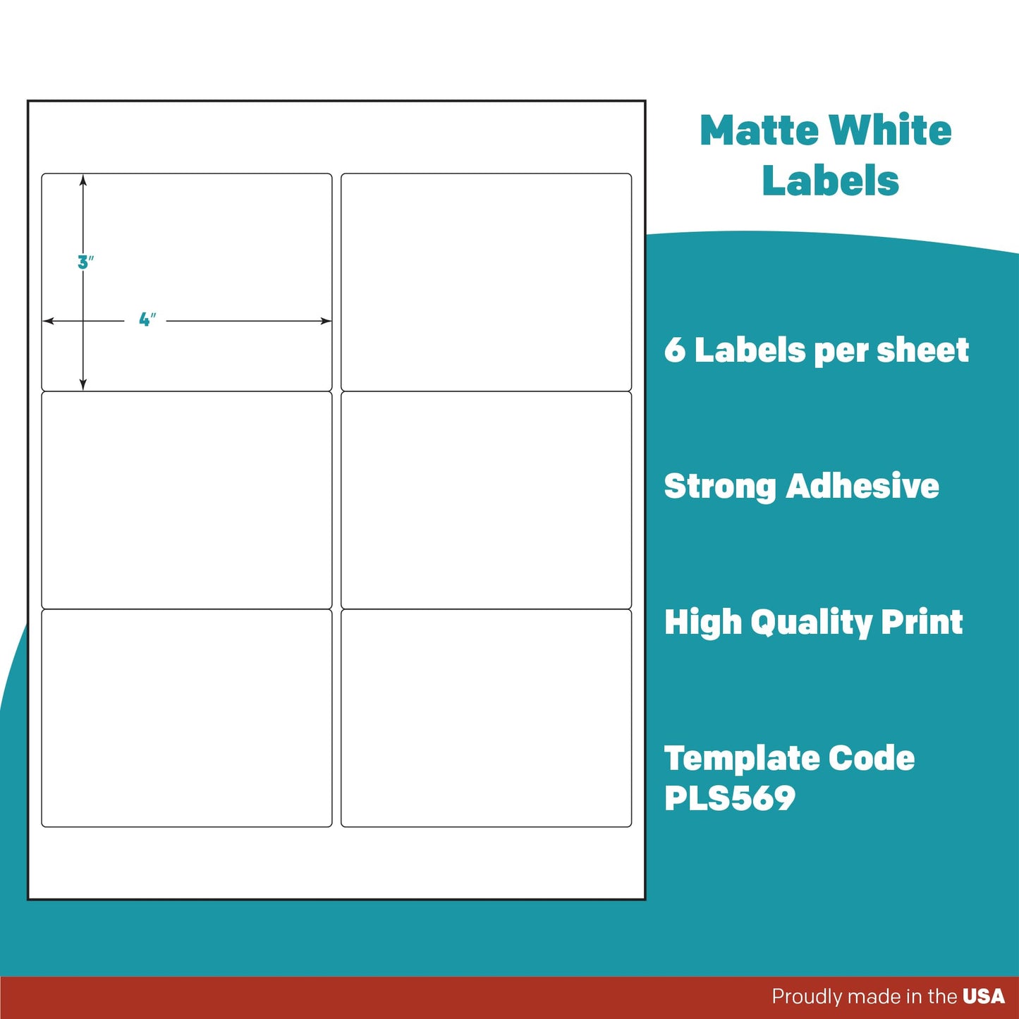 Premium Label Supply White Sticker Labels – 4" x 3" – Laser/Inkjet Compatible – (6 per Sheet), 25 Sheets – 150 Total Adhesive Labels