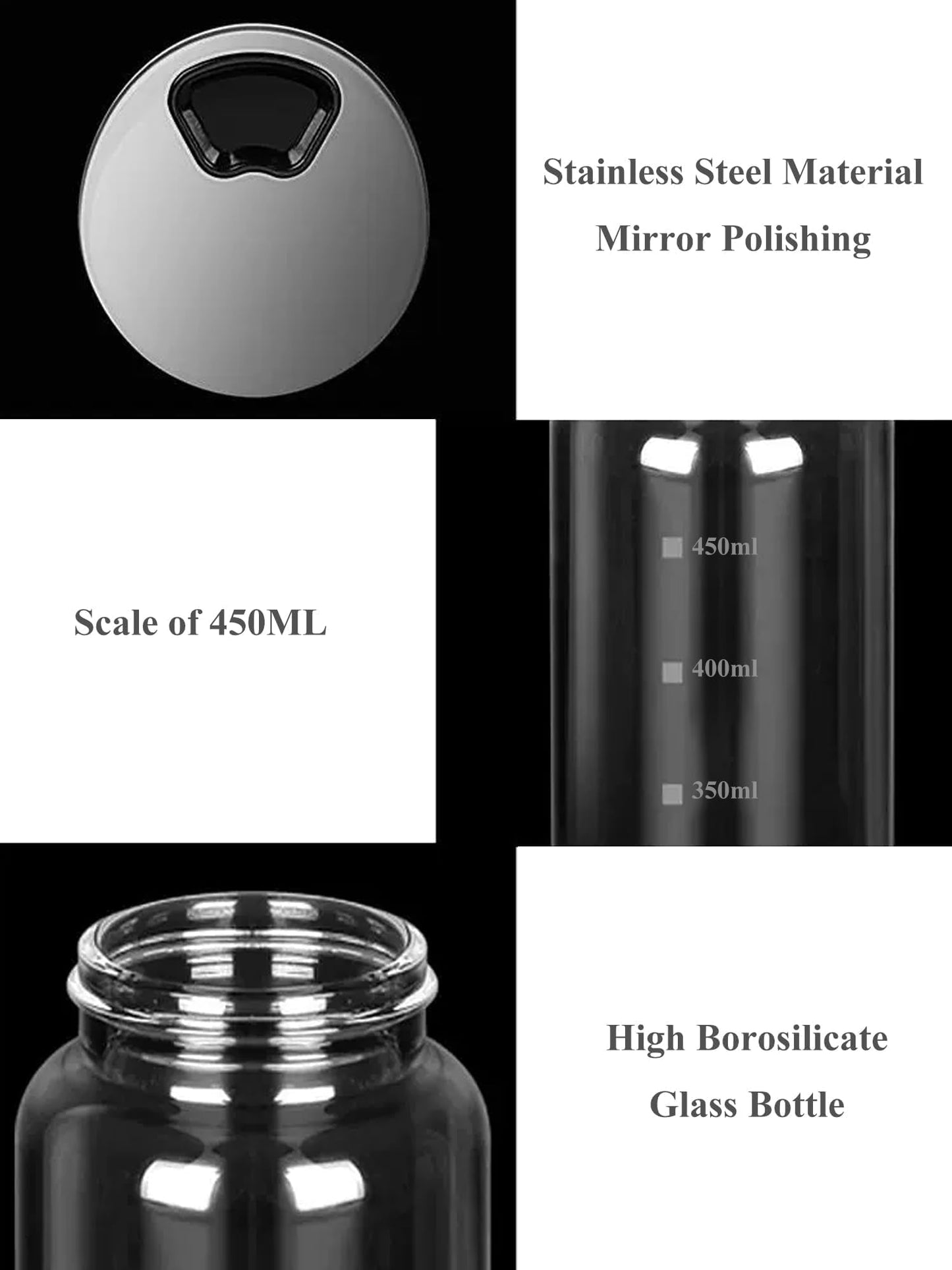 15 oz Large Salt Pepper Shakers with Adjustable Outlet Holes Clear Glass Shaker Bottles Spice Seasoning Cans for Kitchen Decor and Home Restaurant BBQ Camping Farmhouse Kitchen Accessories (450 ml)