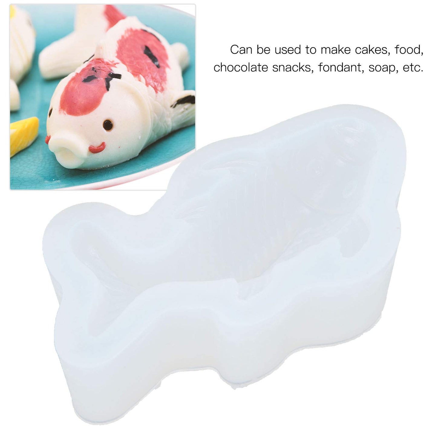 Silicone Koi Fish Mold for Chocolate, Fondant Cake, Ice Cream Making, DIY Baking Tool with Fish Shape Design
