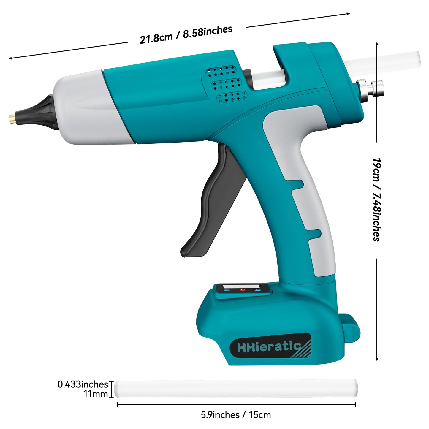HHieratic Cordless Hot Glue Gun for Makita 18V Battery,Craft Glue Guns with Digital Display,Temperature and Amount Controls,Hot Glue Gun Kit with 30pcs Sticks for DIY&Arts&Crafts(Battery Not Include)