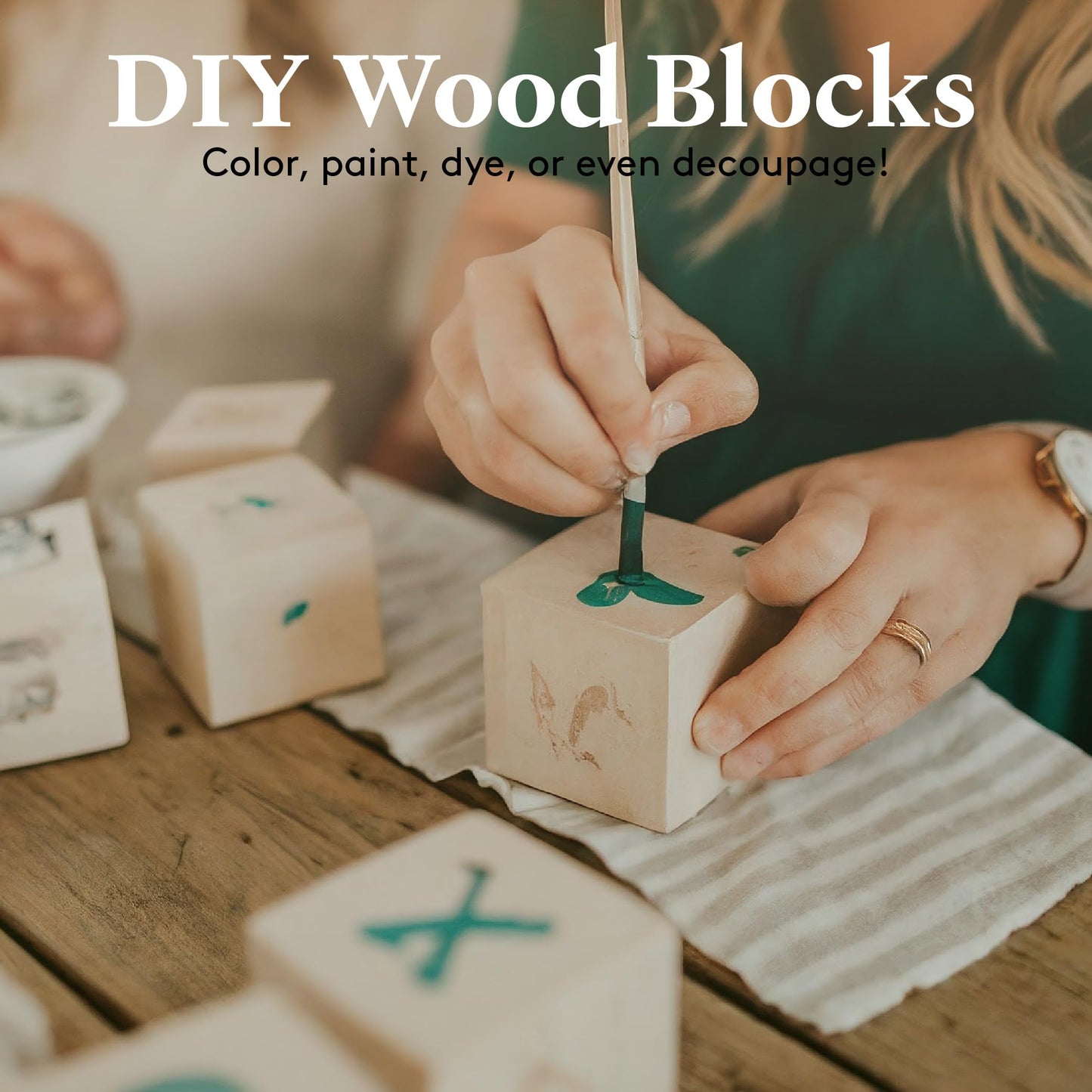 DIY Wood Cubes 2-inch, Pack of 12 Small Wooden Blocks for Painting, Wooden Blocks for Crafts, STEM, Building, and Blank Wooden Dice, by Woodpeckers