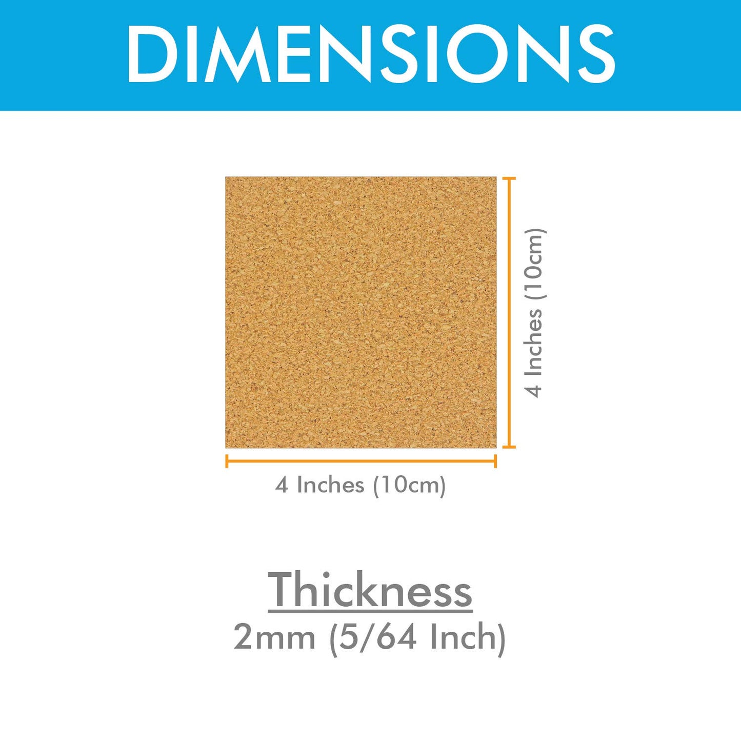 50 Pack Self-Adhesive Cork Squares 4 x 4 Inches Cork Tiles Backing Sheets for Coasters and DIY Crafts