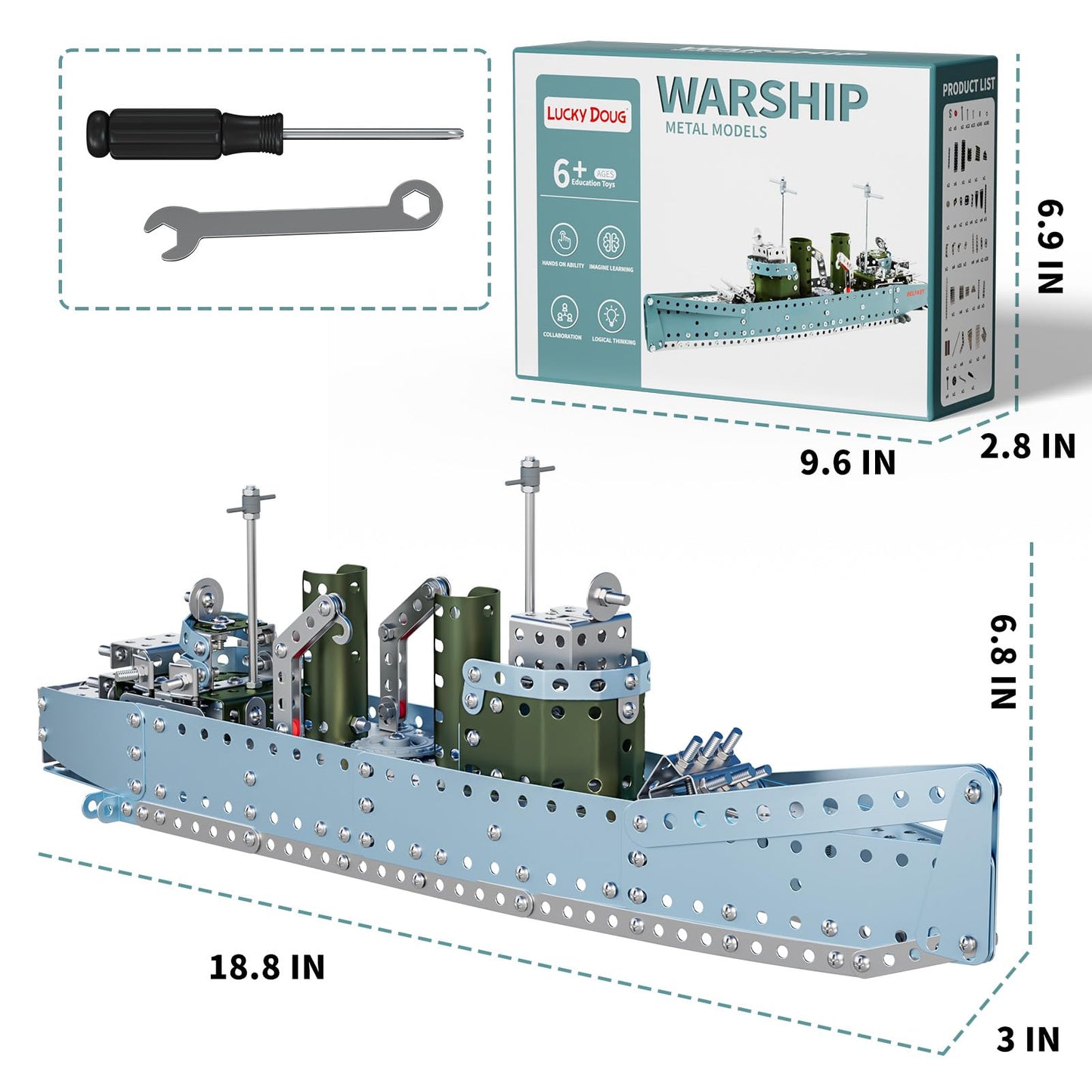Lucky Doug Stem Building Projects Model Cruiser Ocean Ship Set, 504 Pieces Stem Project Building Toys for Kids Ages 8-12, Assembly Science Kit Toys Gifts for Boys Kids Girls 8 9 10 11 12-16 Years Old