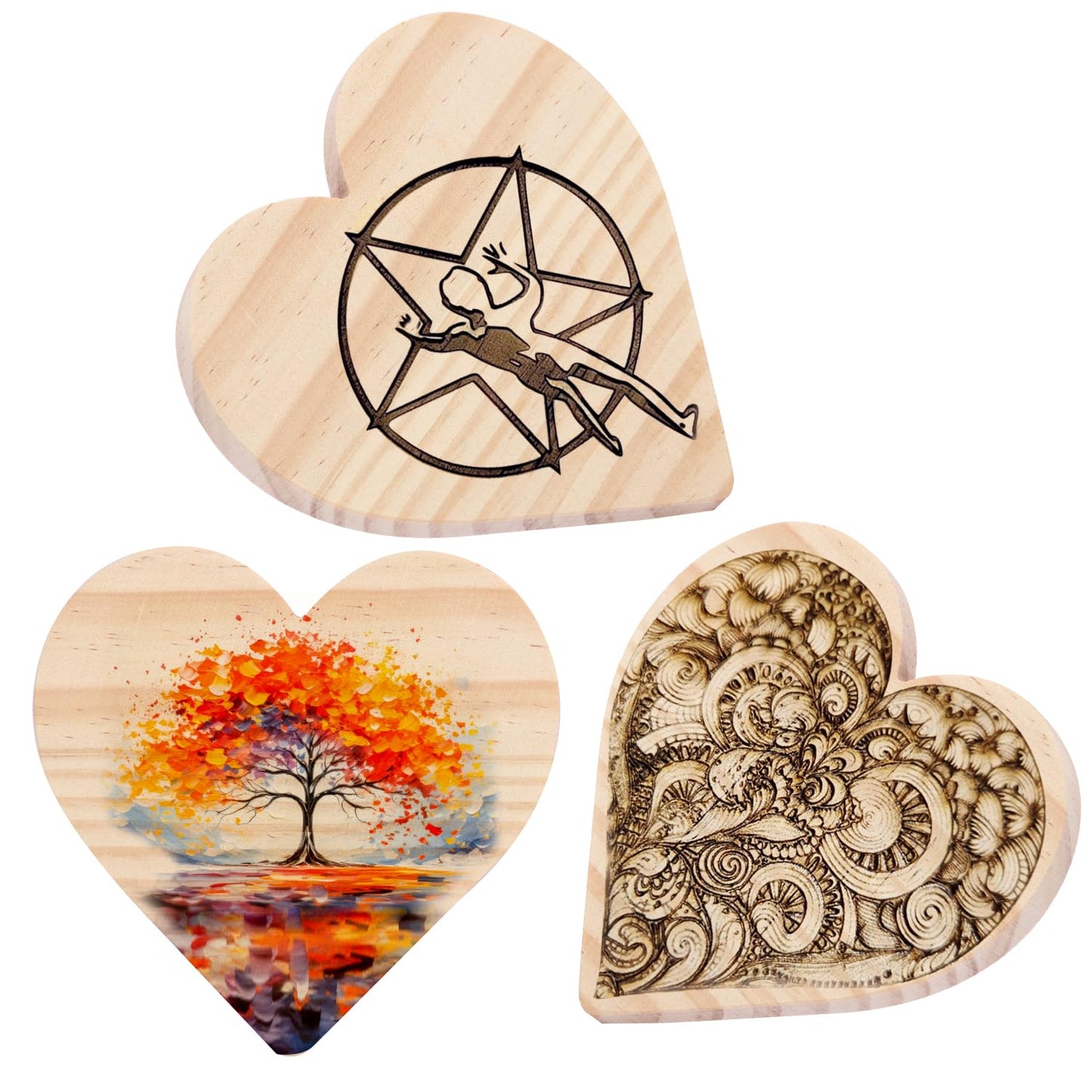 36 PCS 4 Inch Unfinished Wood Coasters, Premium Heart Wooden Plaques for DIY Crafts, Drawing, Painting, Wood Engraving, Wood Burning, Laser Scroll Sawing and Home Decoration