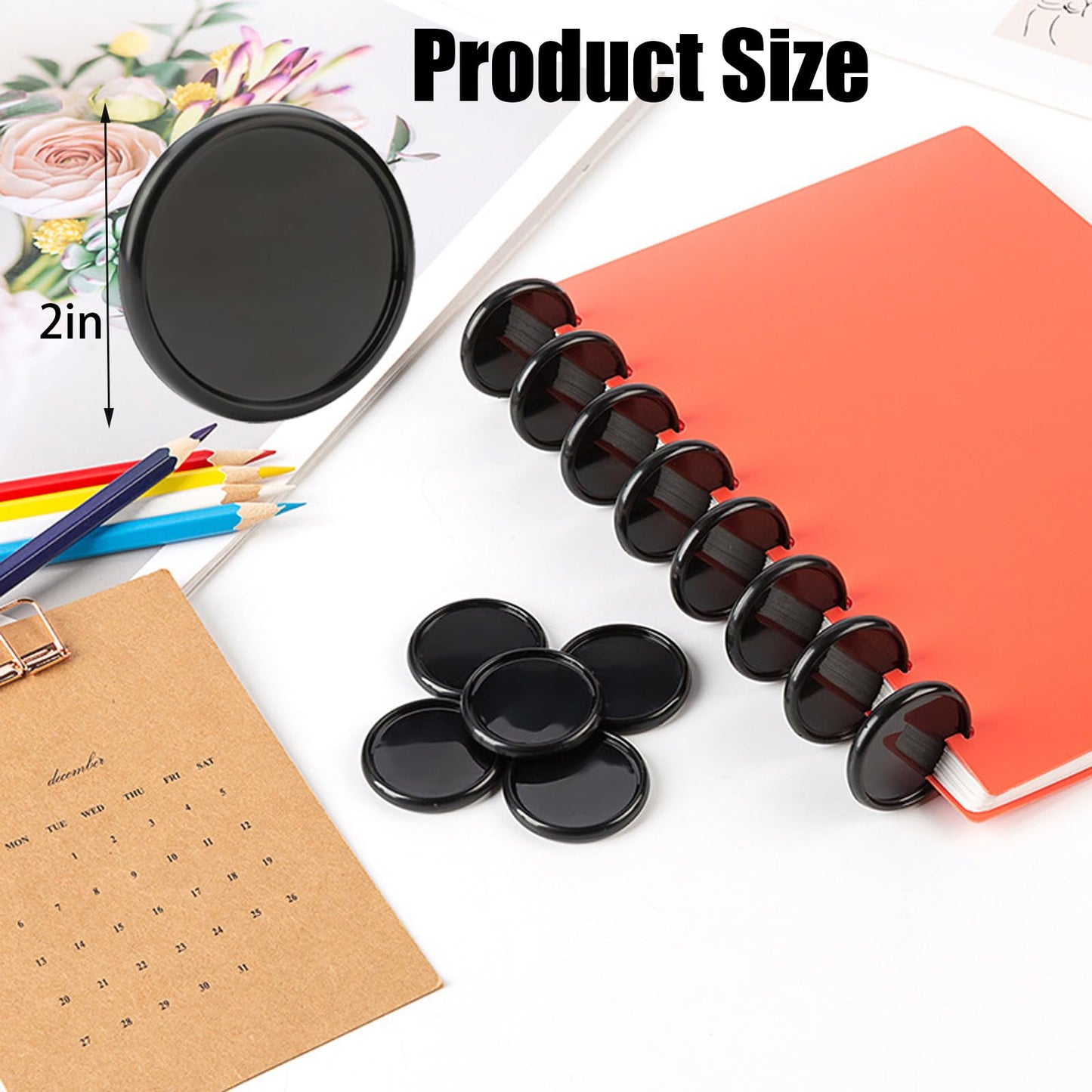 20 Pcs Discbound Disc 2 Inch Book Binding Discs, Black Expansion Discs Notebooks Planner Discs for DIY Notebooks and Planner Scrapbooking Supplies