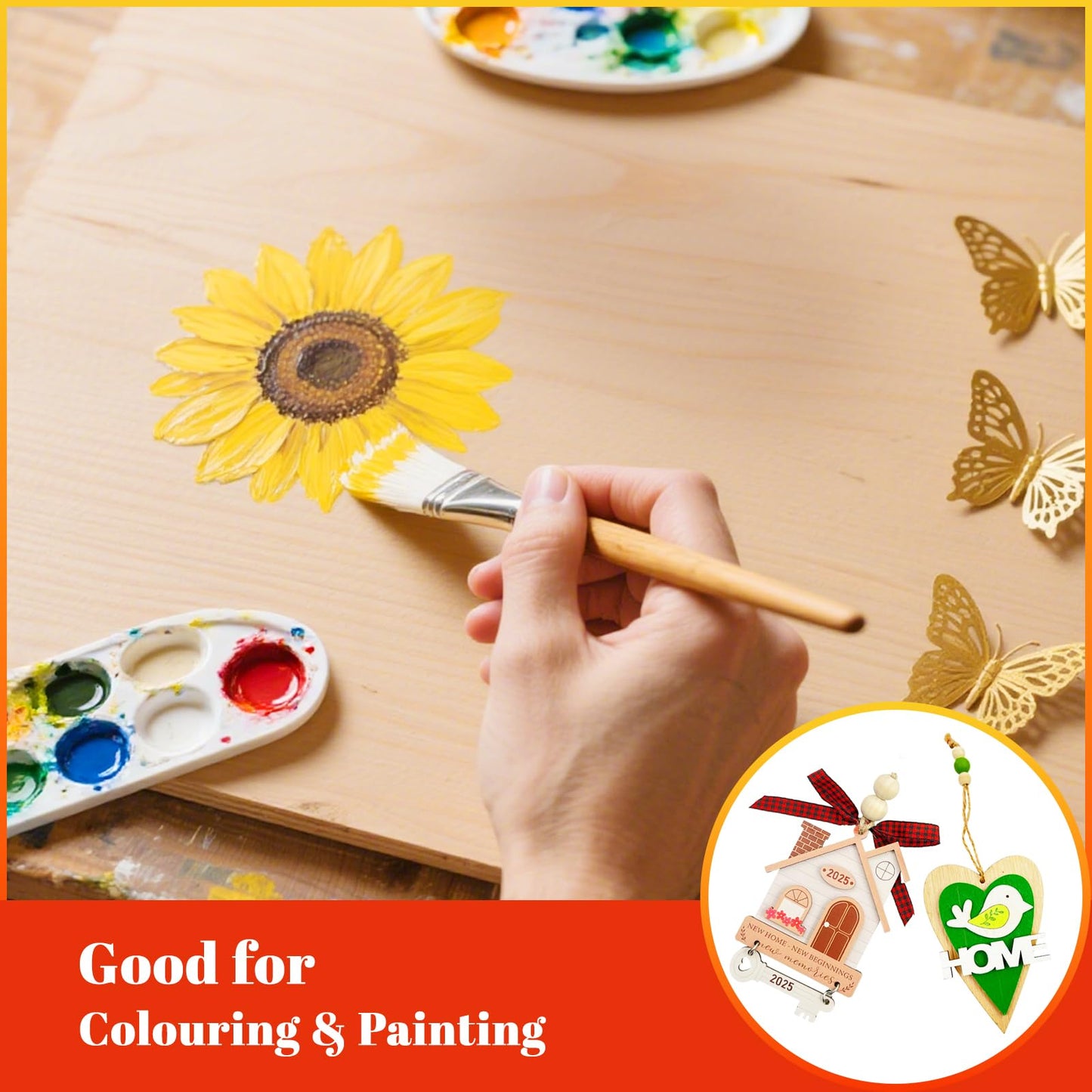 SNAIL GARDEN 6PCS Plywood Sheets with 37PCS DIY Wreath Making Kit, 12"x12" Craft Wood for Laser Cutting & Engraving, Includes Hemp Rope, Wood Beads, Bows for Home Decor Craft