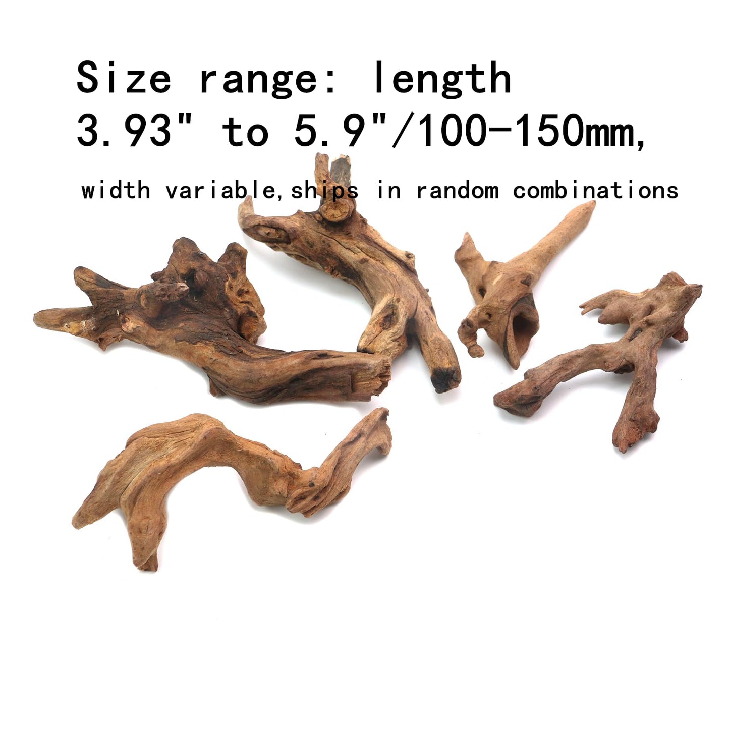 Tsnamay 5Pcs Real Natural Driftwood for Aquarium, Aquarium Decor Wood Freshwater Fish Tank Reptile Driftwood Branch Length 3.93" to 5.9"
