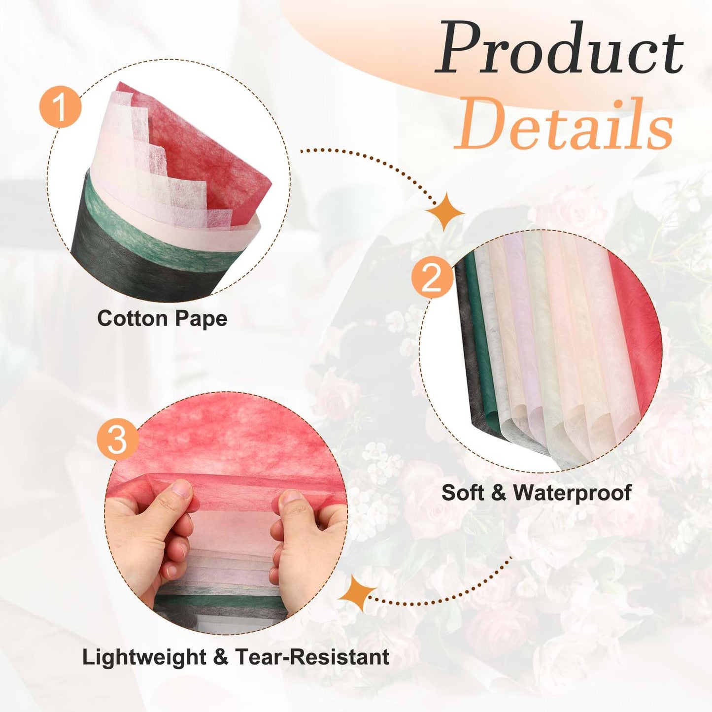 PATIKIL Tissue Paper for Flowers Bouquets (11"x11", Fresh Beige)(70 Sheet) Withdrawable Korean Cotton Wrapping Flower Paper Non-Woven Floral Bouquet Wraps, Suit for - Floral/Gift Packaging