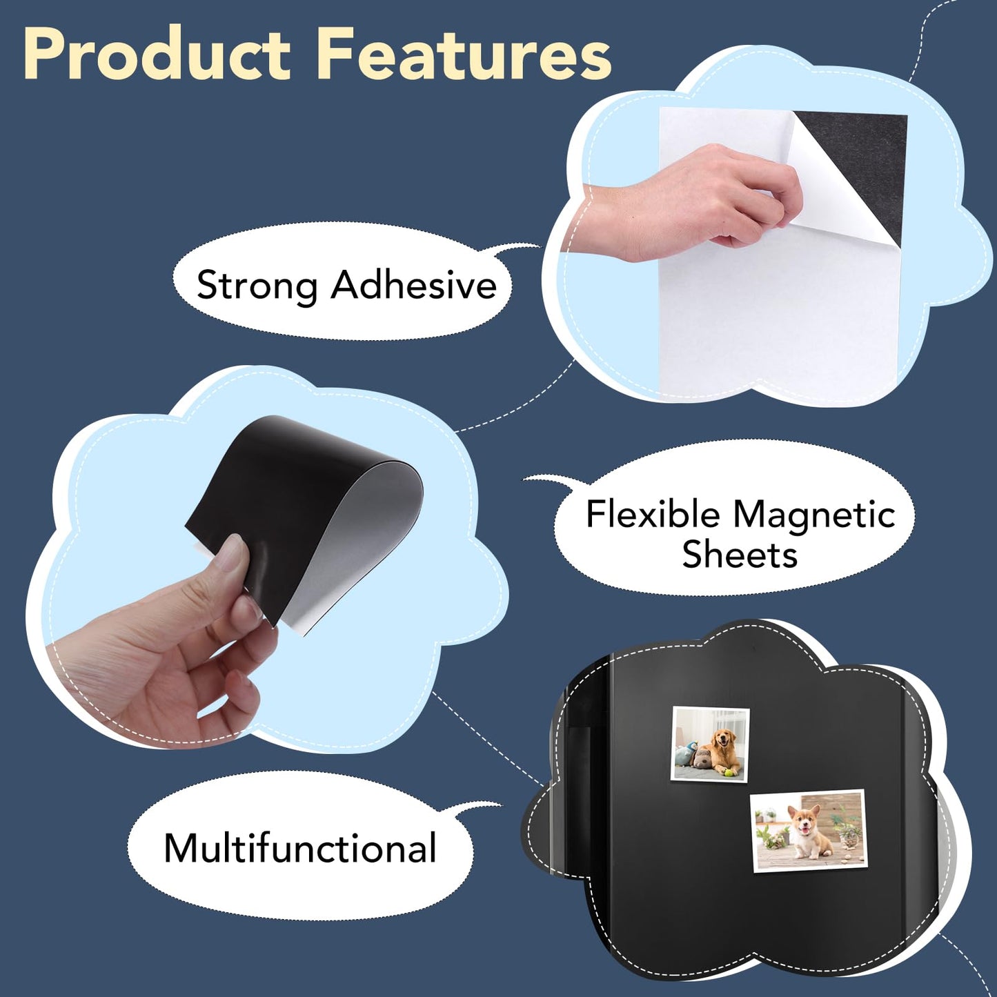 DIYMAG 16Pack Magnetic Adhesive Sheets Photo Mat, Magnetic with Adhesives Backing, 8x10 Inch Flexible Magnet for Crafts Photos and Die Storage Easy to Cut