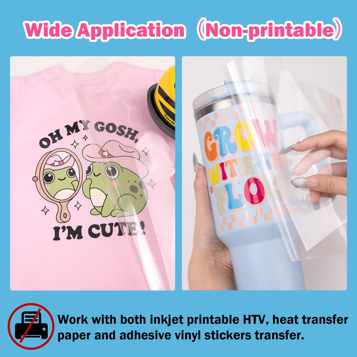 TECKWRAP Heat Transfer Mask for Heat Transfer Paper for T-Shirts 1 roll, 11.7" X 170" Masking Film Clear Iron on Transfer Tape for HTV Printable Heat Transfer Vinyl