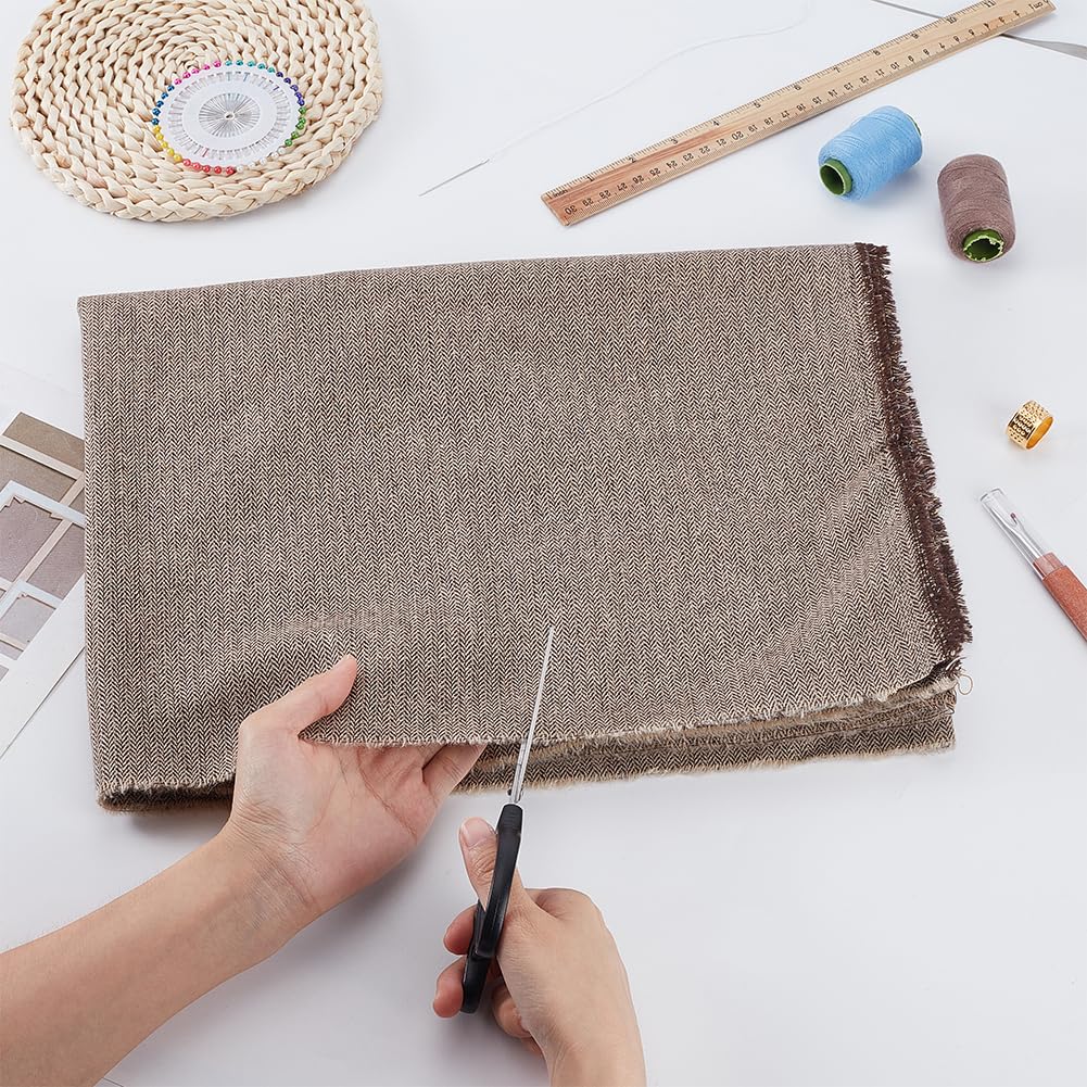 AHANDMAKER Coffee Tweed Fabric, 59x39 Inches Fiber Woven Fabrics Herringbone Tweed Fabric for DIY Crafts Sewing Dress Handbag Coat Costume Clothing Accessories Upholstery Decor