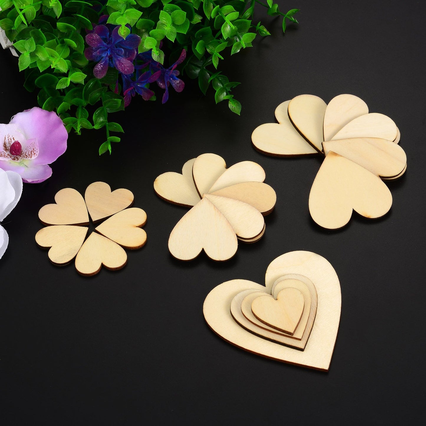 Outus 160 Pieces Valentine Blank Wood Heart Embellishments Wood Heart Slices for Wedding, Valentine, DIY, Arts, Crafts, Card Making