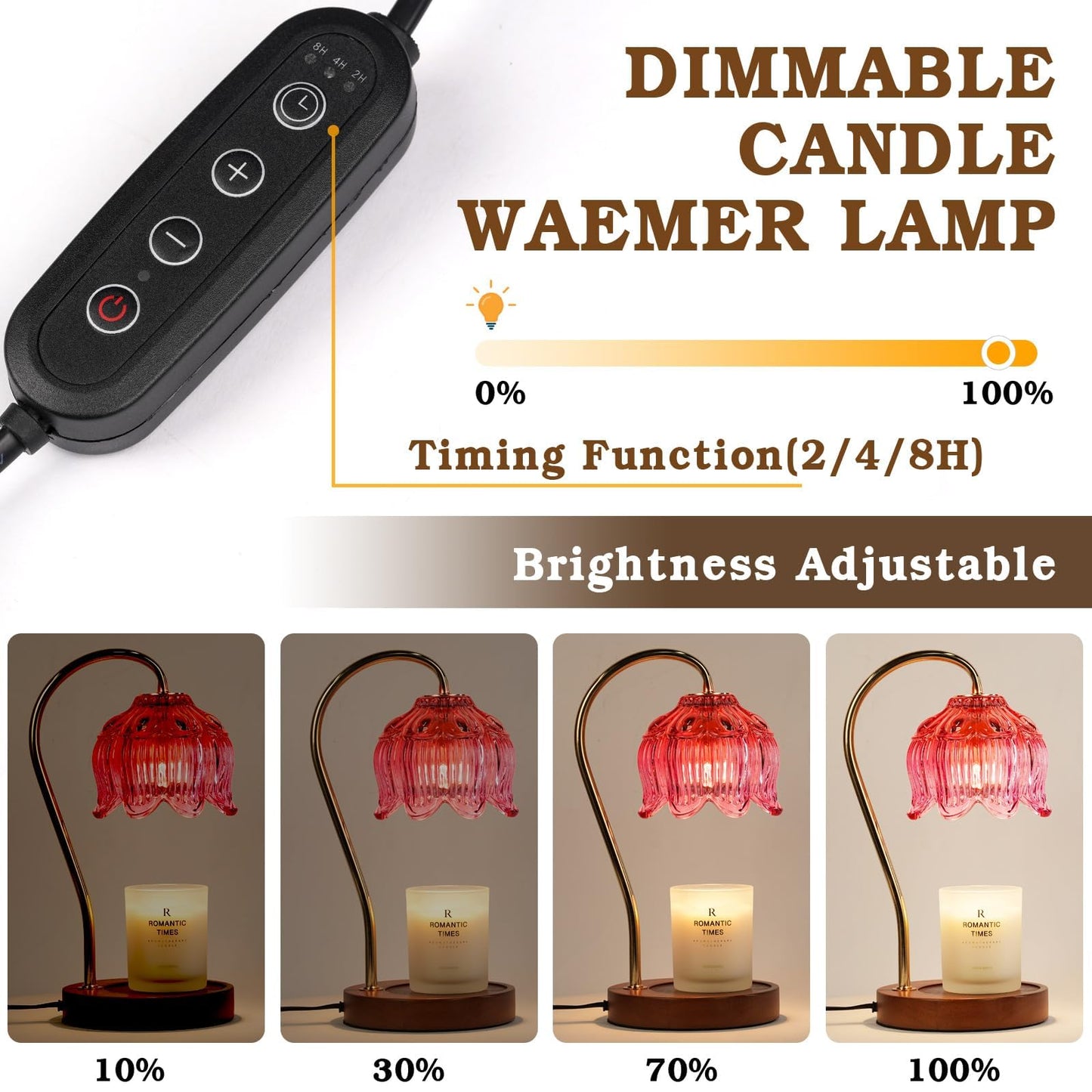 Funistree Pink Candle Warmer Lamp with Timer, Dimmable Candle Lamp Warmer, Birthday Gift Idea for Women Mom Who Have Everything, Mothers Day Birthday Gifts, Lotus Wax Melt Warmer for Jar Candles
