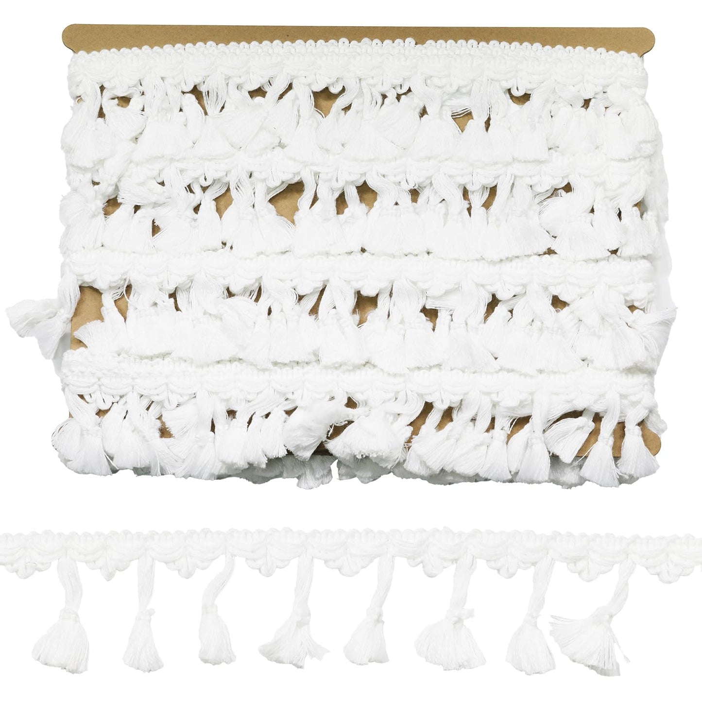 dlboboai Fringe Lace Trim Polyester Braided Ribbon 10 Yards 55mm Wide Lace Trim for Sewing Crafts Clothing Curtains Accessories Lampshade Home DIY Decoration (White, 55mm Wide)