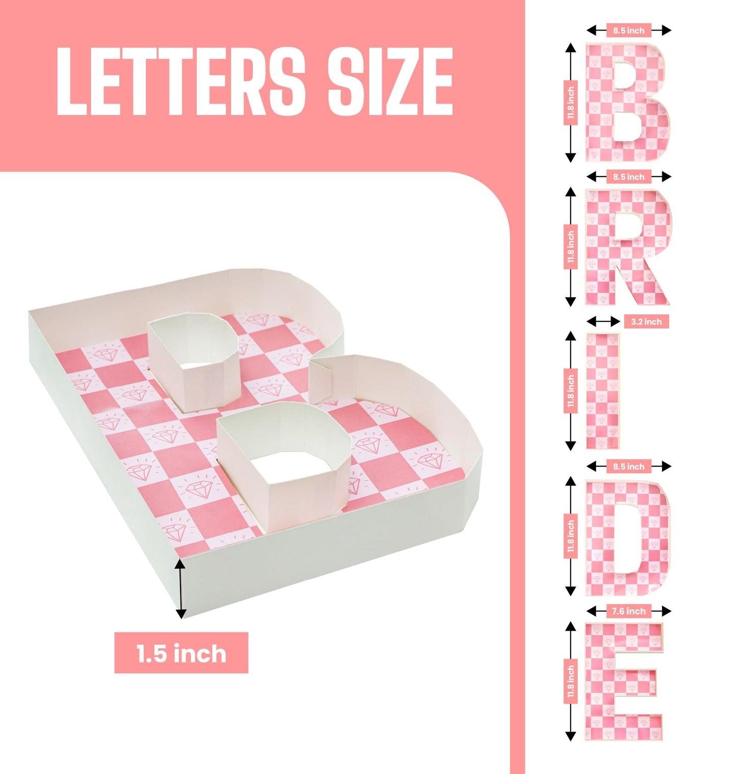 Pop Fizz Designs Charcuterie Board Letters I Baby or Bridal Shower Food Trays I Decorations Cardboard Letters for Charcuterie I Food Display Fillable Letters (Bride)