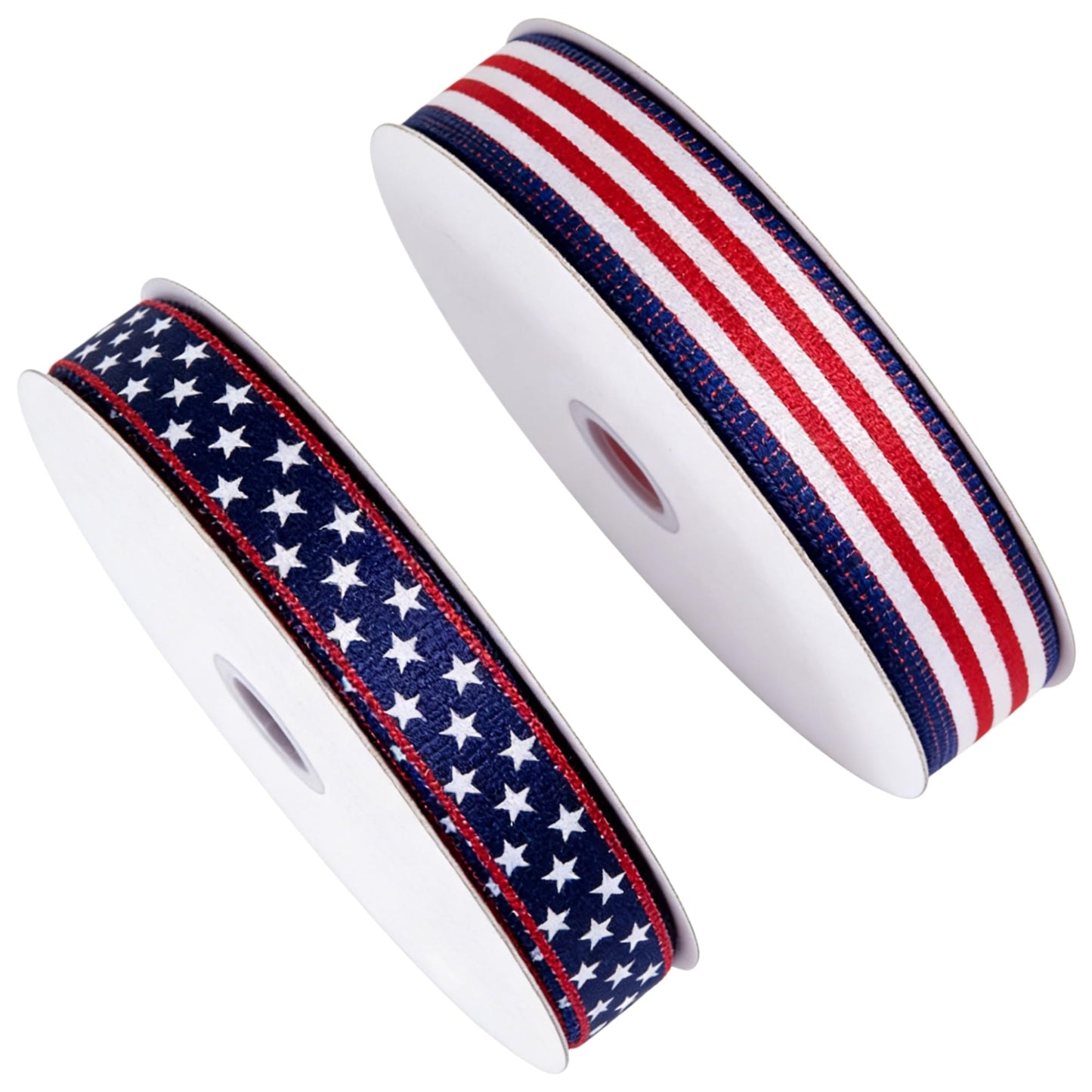 Songye 1 Inch Patriotic Wired Ribbon, 2 Rolls Total 20 Yards Red White Blue Star Stripe Ribbon for 4th of July Independence Day Veterans Day Wreath DIY Crafts Holiday Decor