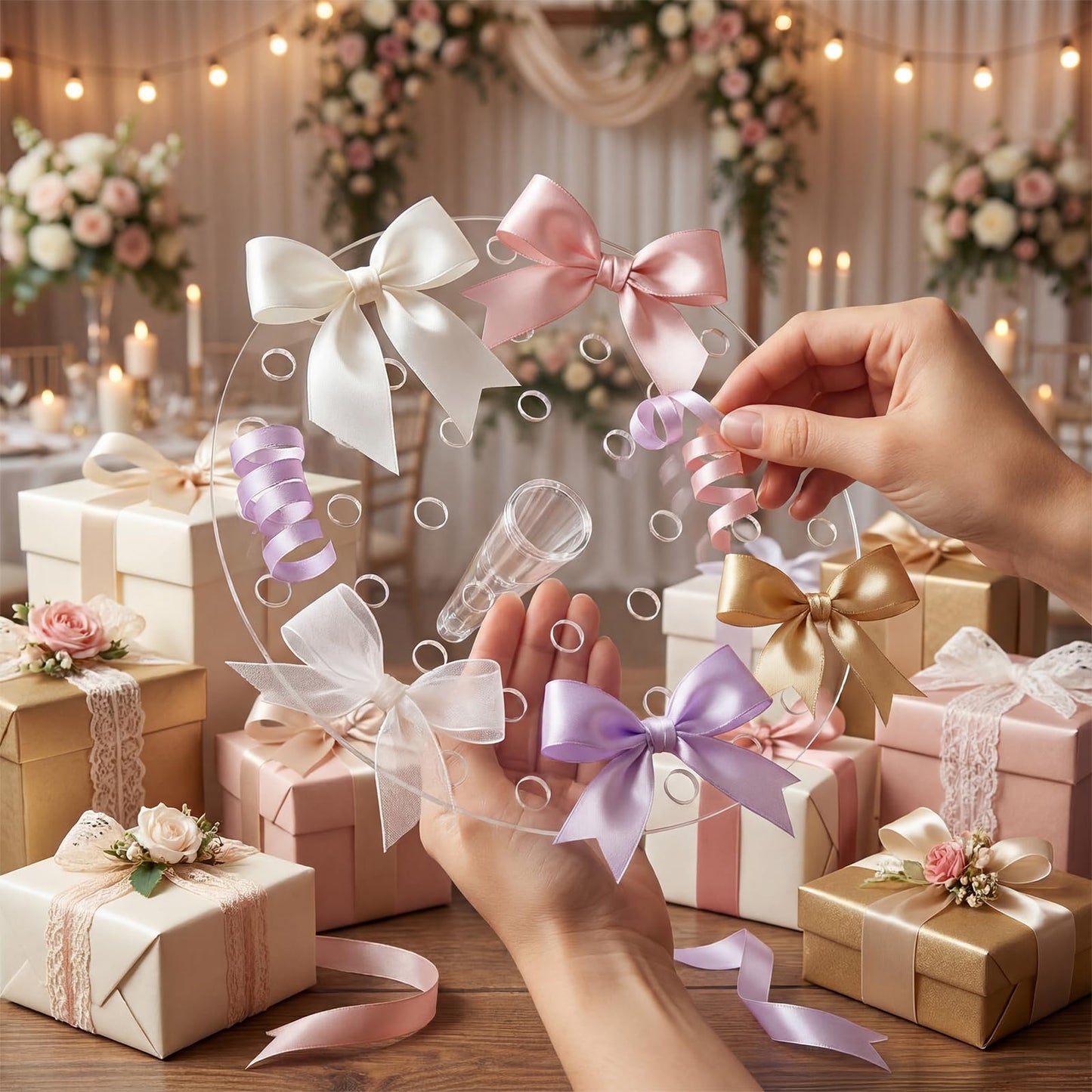 Novabright Bridal Shower Ribbon Craft Keepsake Bouquet Wedding Gift Ribbon Maker Bow Maker Bouquet for Wedding Rehearsal DIY Bridal Shower Tradition Keepsake Decor Bridesmaid Maid of Honor Gift