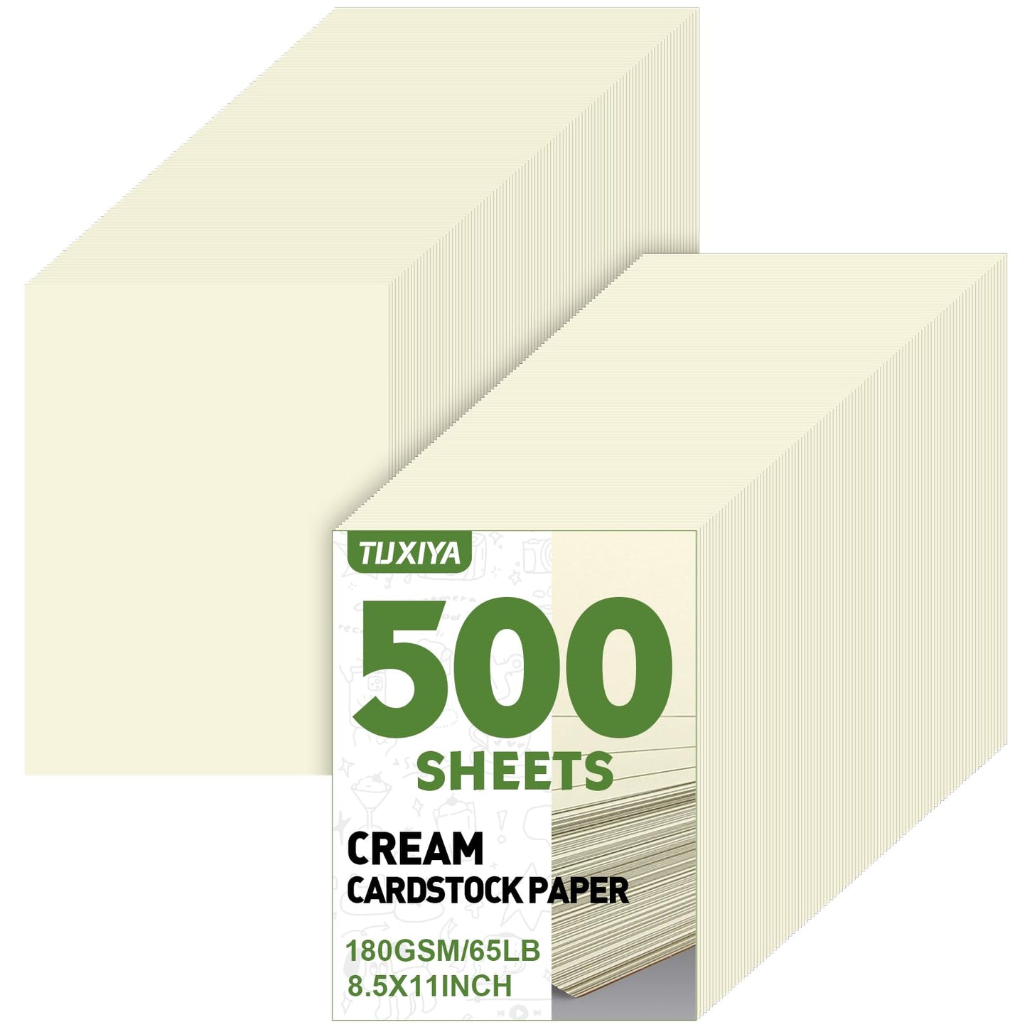 TUXIYA 500 Sheets Cream Cardstock Paper,8.5 x 11 Inch Cardstock Paper,180 GSM/65 LB Card Stock Printer Paper for Art,Invitations,DIY Cards,Watercolor & Craft Projects