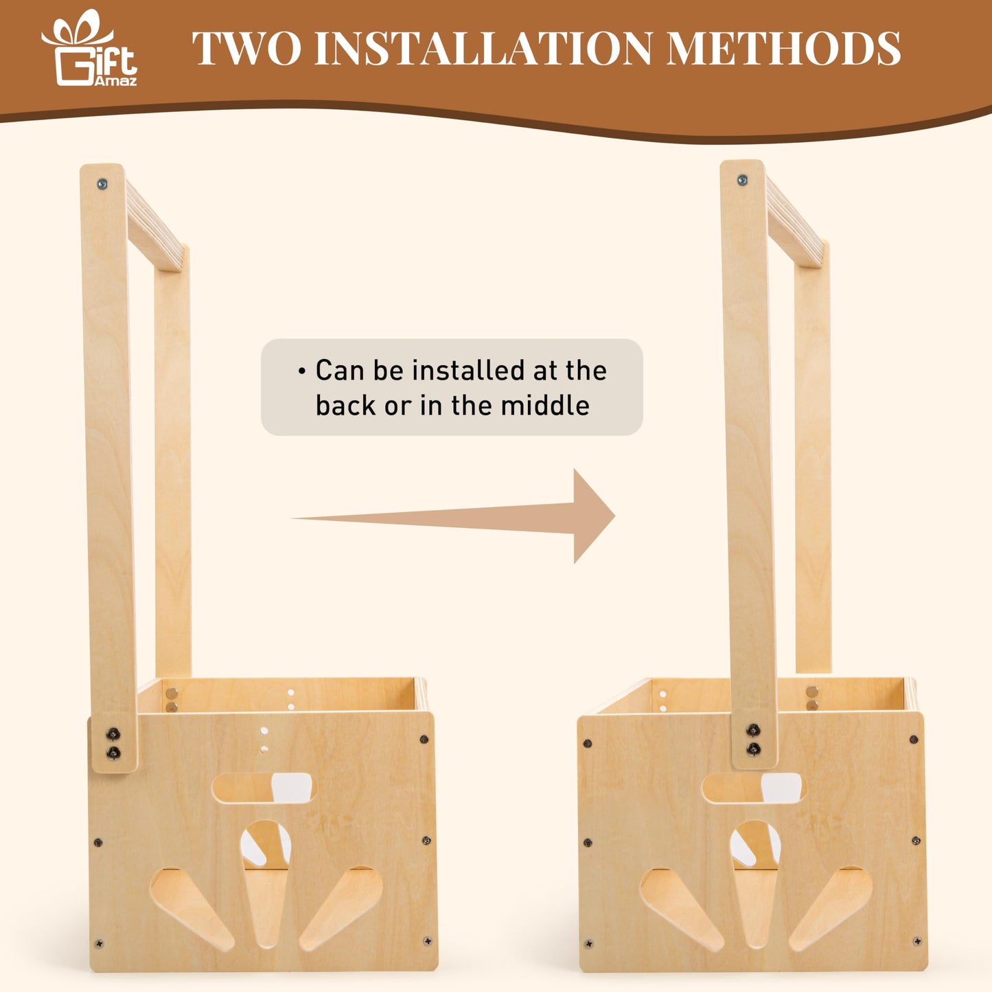 GiftAmaz Wooden Baby Shower Crate Closet, Baby Storage Crate Hamper with Handle, Basket for Baby Shower Gifts, Welcome Gift Basket for Newborn Boys Girls, Pregnancy Gifts for New Parents