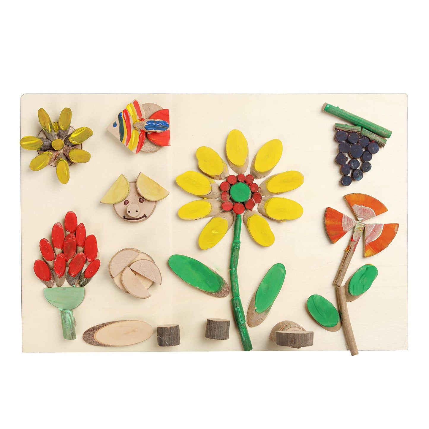LAZACA Wood Craft Kits DIY for Kids Ages 5-10 Wooden Art Paint Bulk Crafts Garden Playset Loose Parts Play Materials 250 Pcs/19.5X13X3.5cm