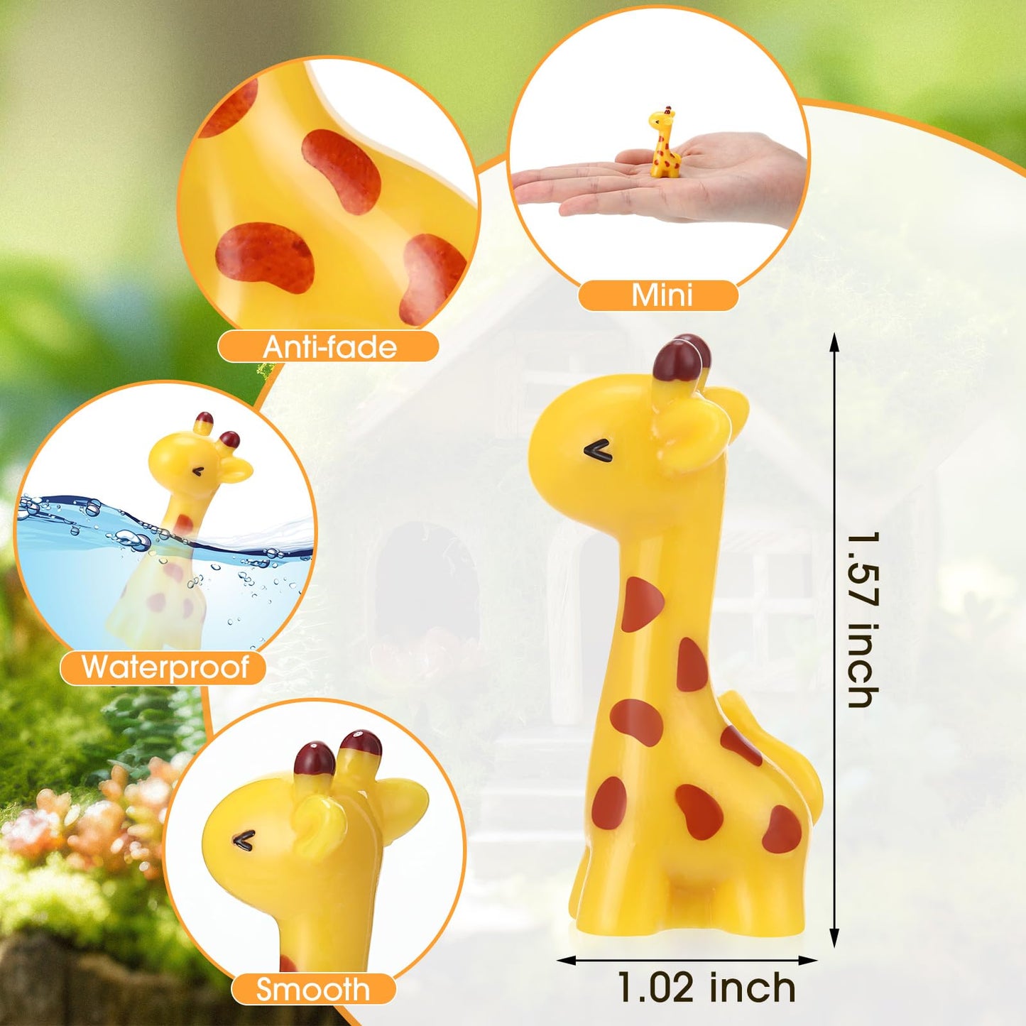 Simgoing 50 Pcs Mini Resin Giraffe Figurine Tiny Giraffe Resin Ornaments for Garden Home Decoration Zoo Animal Micro Landscape Ornaments Kit Fairy Accessories Party Gifts (Stylish)