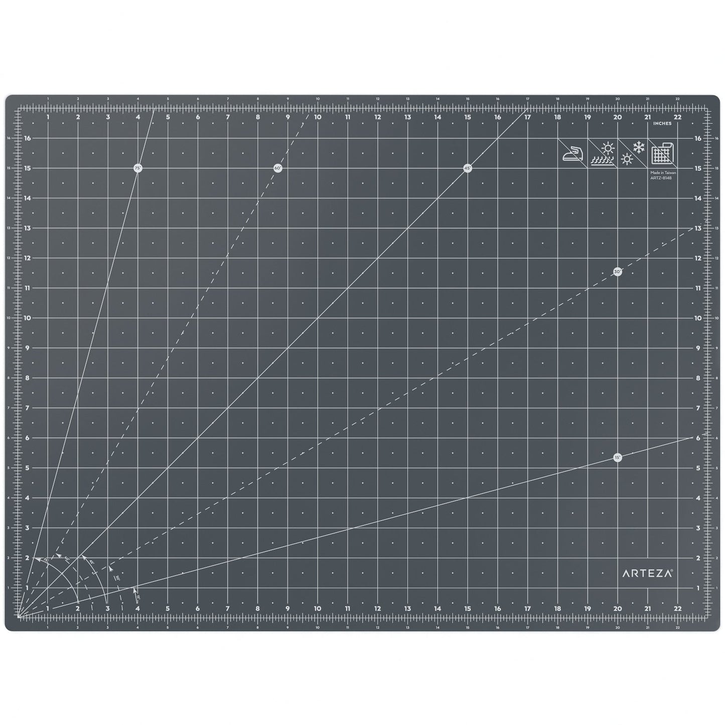 ARTEZA Self Healing Cutting Mat, 18 x 24 Inch Rotary Cutting Mat, Double-Sided 3 mm PVC-Free Craft Mat with Grid Lines and Angle Guides for Sewing, Quilting, Fabric, Paper, Vinyl, and Crafts
