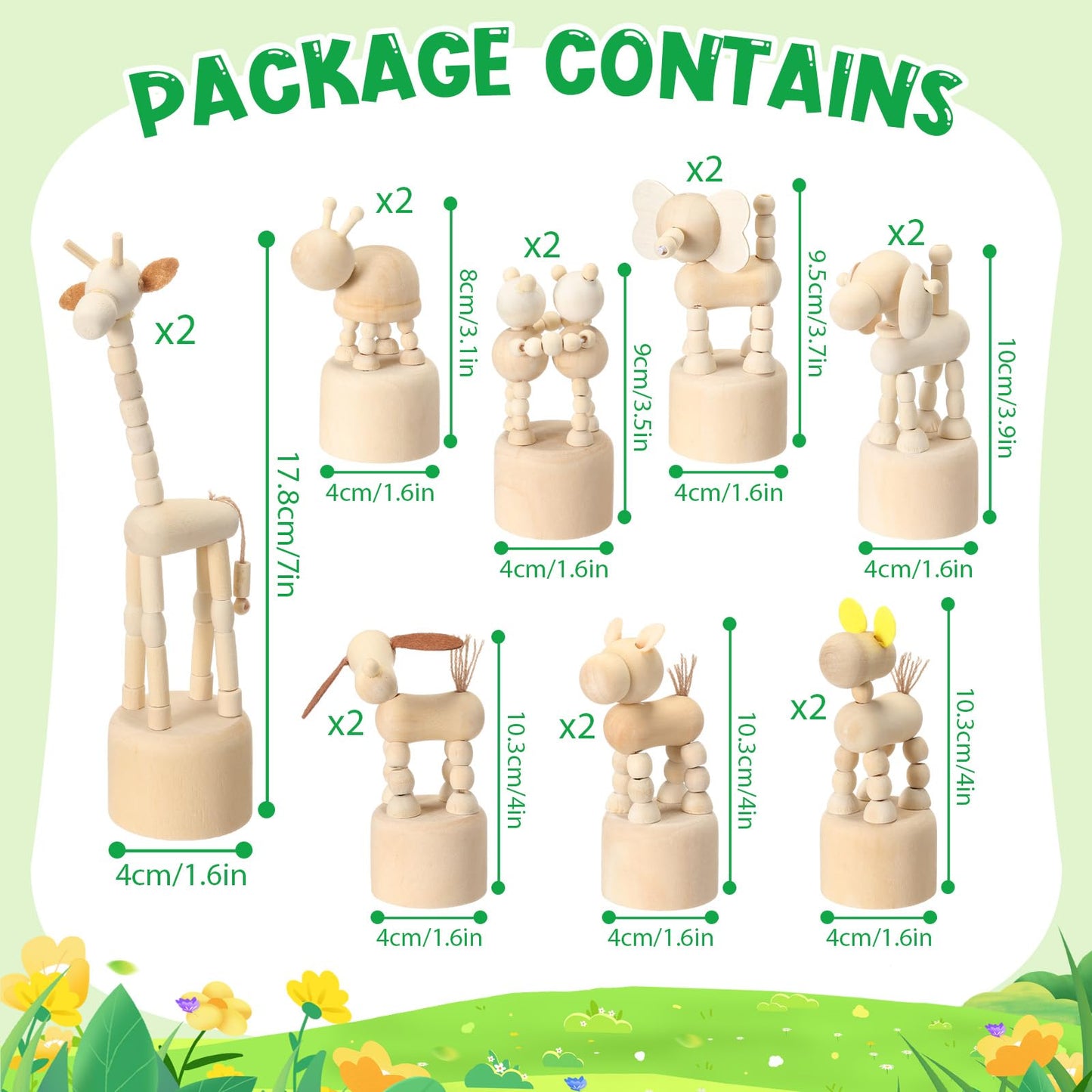 DoubleFill 16 Pcs Wooden Crafts to Paint Unfinished Wood Animals Figures Animals 3D DIY Painting Crafts for Kids Boys Girls Birthday Party Favors