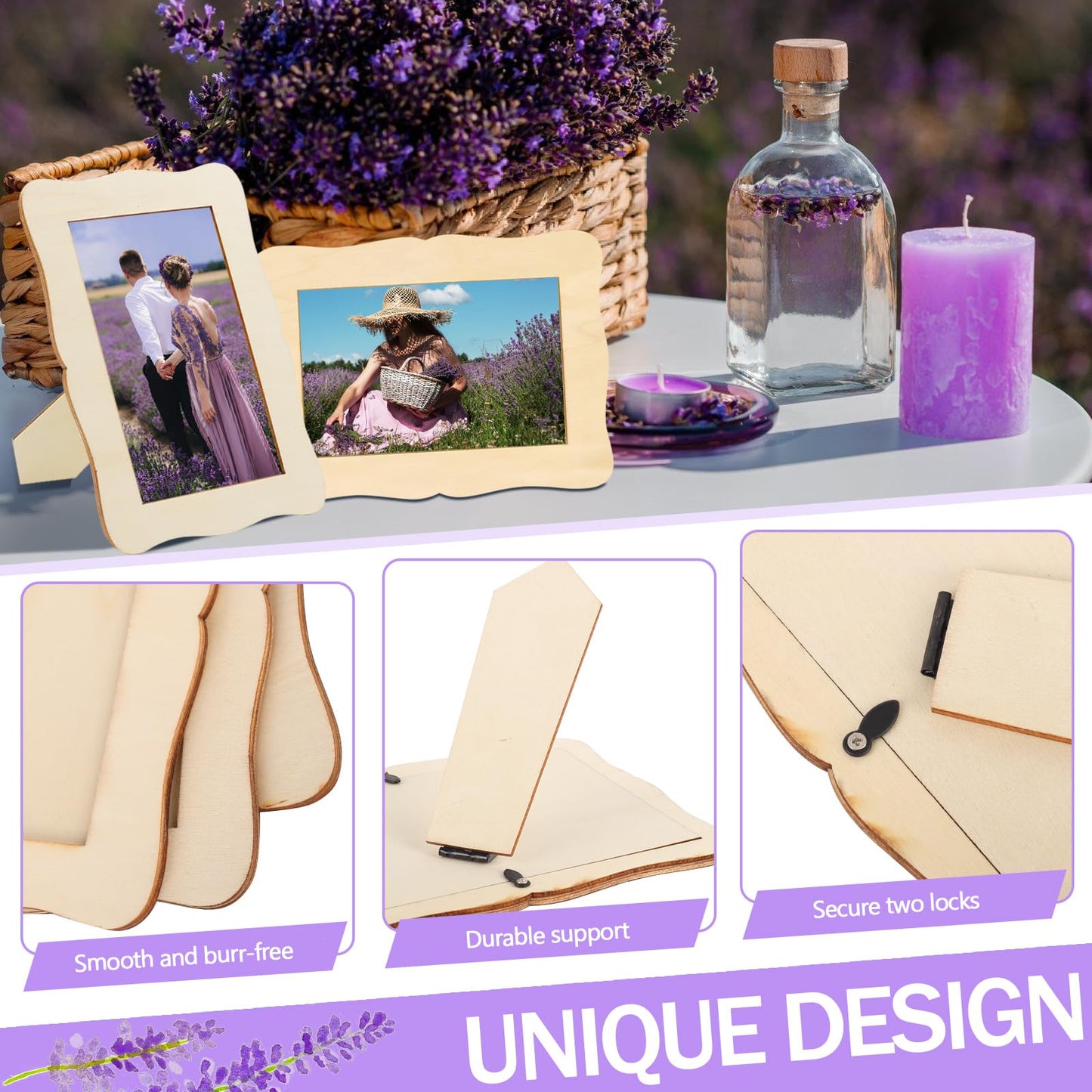 RYKOMO 20 Pack Wooden Picture Frames for Crafts, 4 x 6 Inch DIY Wood Picture Frames Unfinished Photo Frame for Valentine's Day Gift Birthday Party Wood Decor, Mothers Day Fathers Day Gift