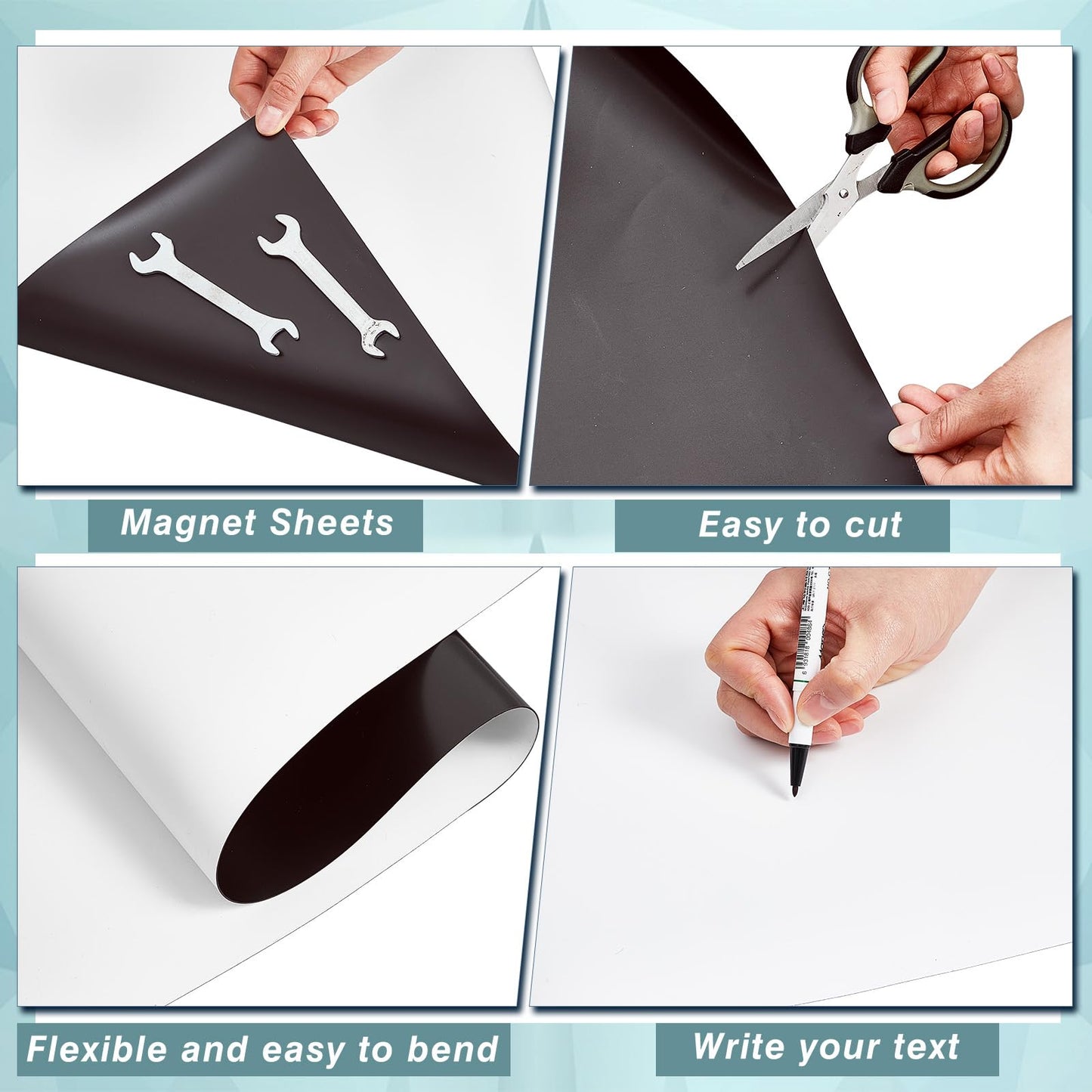 Amylove Blank White Surface Magnet Sheets 24 Inch x 3 Feet, 30 Mil Magnetic Roll Printable Flexible Vinyl Blank Magnetic Sign Sheet Safe for Vehicles DIY Craft Project