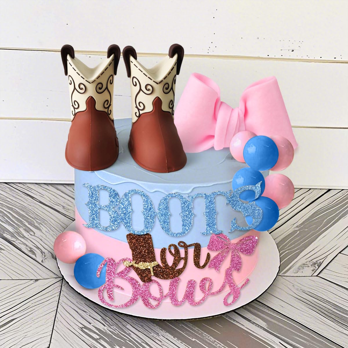 Boots or Bows Gender Reveal Cake Decorations Boy or Girl Gender Reveal Theme Cake Decorations Baby Shower Boys Or Girls Party Supplies