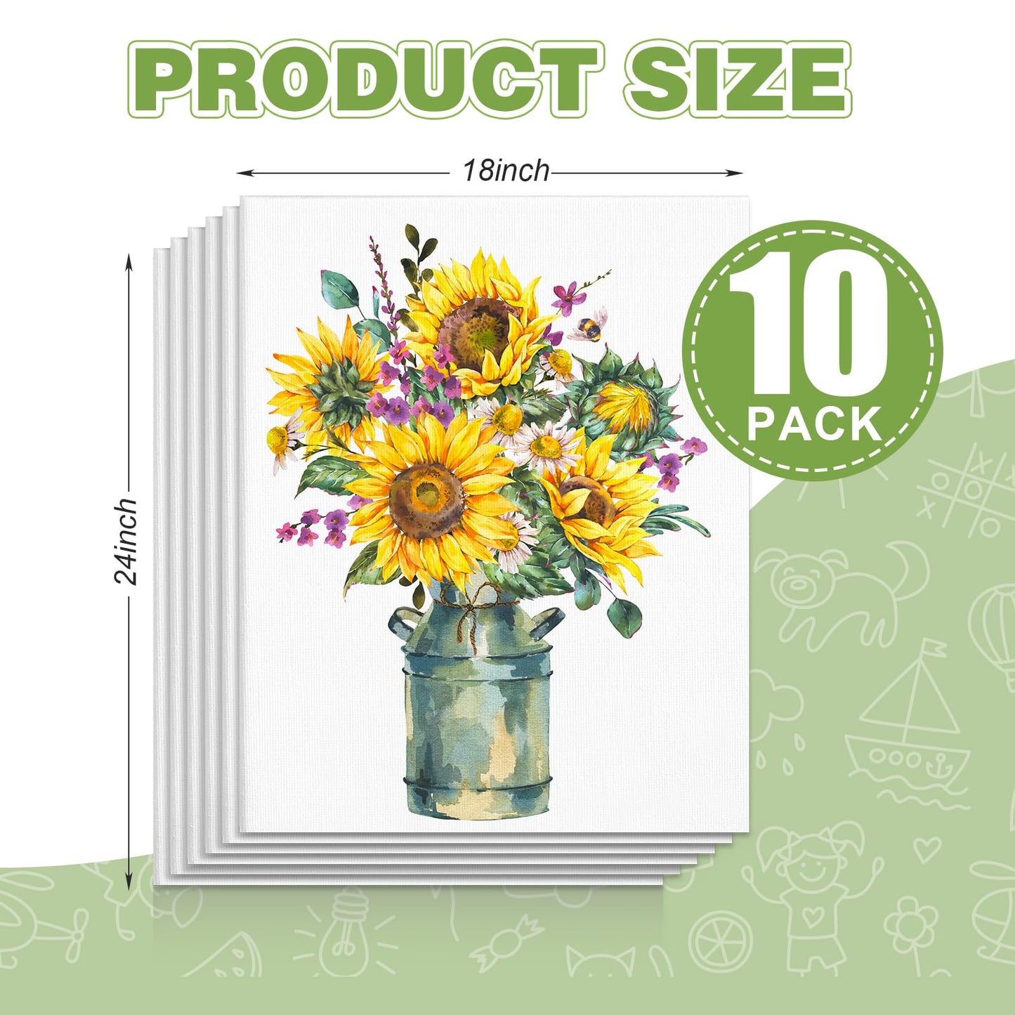 ESRICH Canvas for Painting 18x24 Inch, 10 Pack Canvas Boards for Painting Cotton Primed Acid Free Large Blank Canvases, Canvas Panels for Oil Paint, Watercolor, Acrylic Paint, Gouache and Tempera.