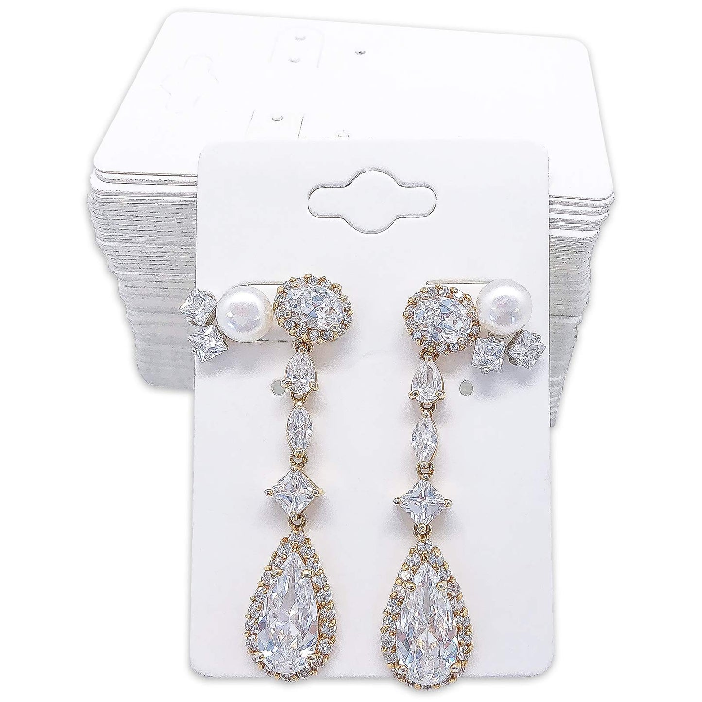 500-Pack 2x3 Pre-Punched Hanging Jewelry Earrings Display Cards (White Kraft Paper, Medium)