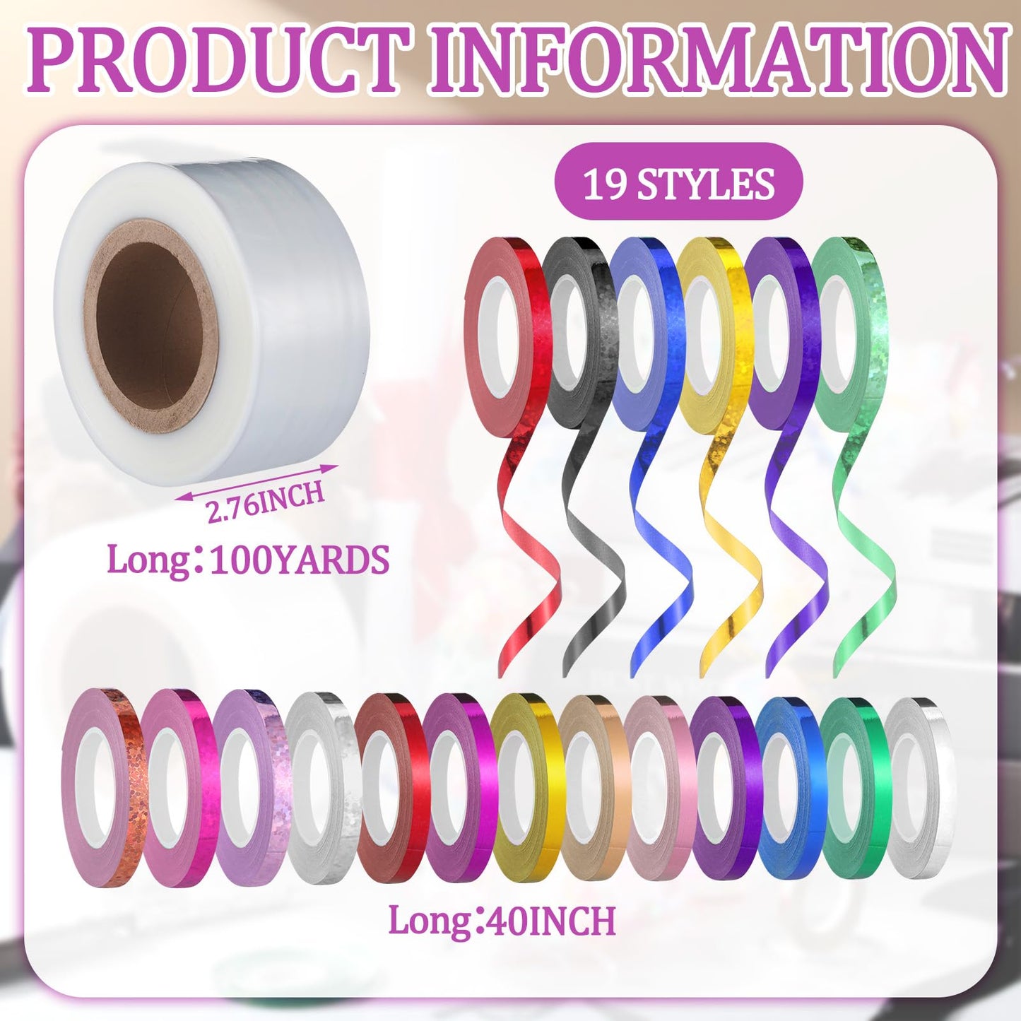 Ribbonlic 2 Rolls Graduation Candy Lei Making Kit, 2.7 Inch x 623 Ft Clear Candy Lei Poly Tubing with 19 Colorful Rolls Ribbons for 2026 DIY Grad Wreaths Snacks Hawaiian Party Supplies