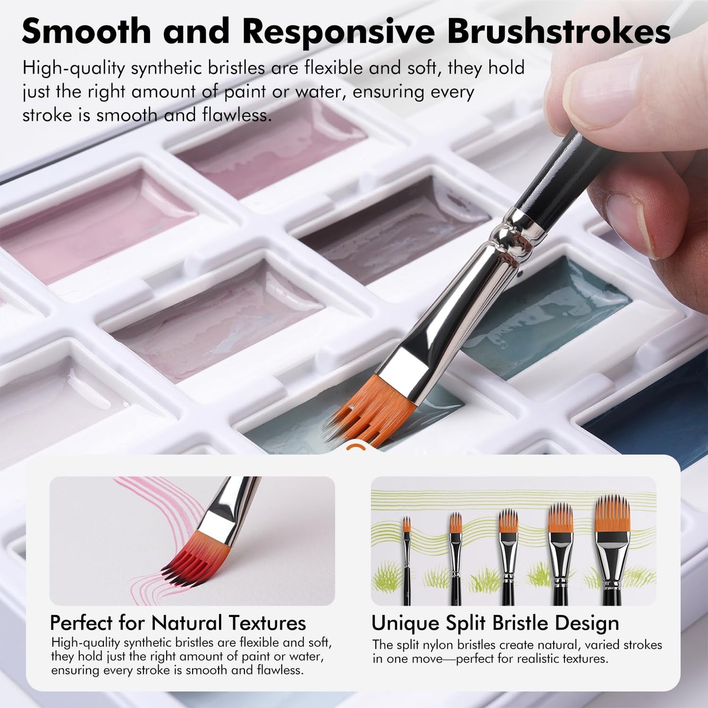 Fuumuui 5-PC Grainer Brush Set for Wood Grain, Fur & Grass Textures Professional Filbert Paint Brush Comb for Acrylic, Watercolor, Oil Painting Artist & Beginner Friendly