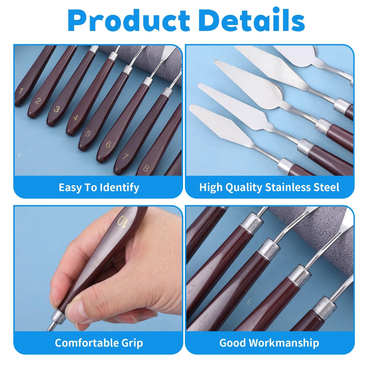 27-Piece Stainless Steel Palette Knife Set with Wood Handle - Professional Paint Spatula Kit for Acrylic, Oil Painting, Canvas Texturing & Color Mixing