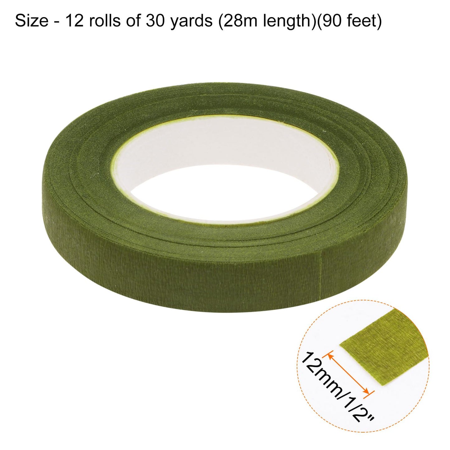 HARFINGTON 12 Rolls Floral Tapes 1/2 Inch 30 Yards Flower Adhesive Waterproof Tape for Floral Arranging Wedding Bouquet Wrap Craft Florist Tape, Grass Green
