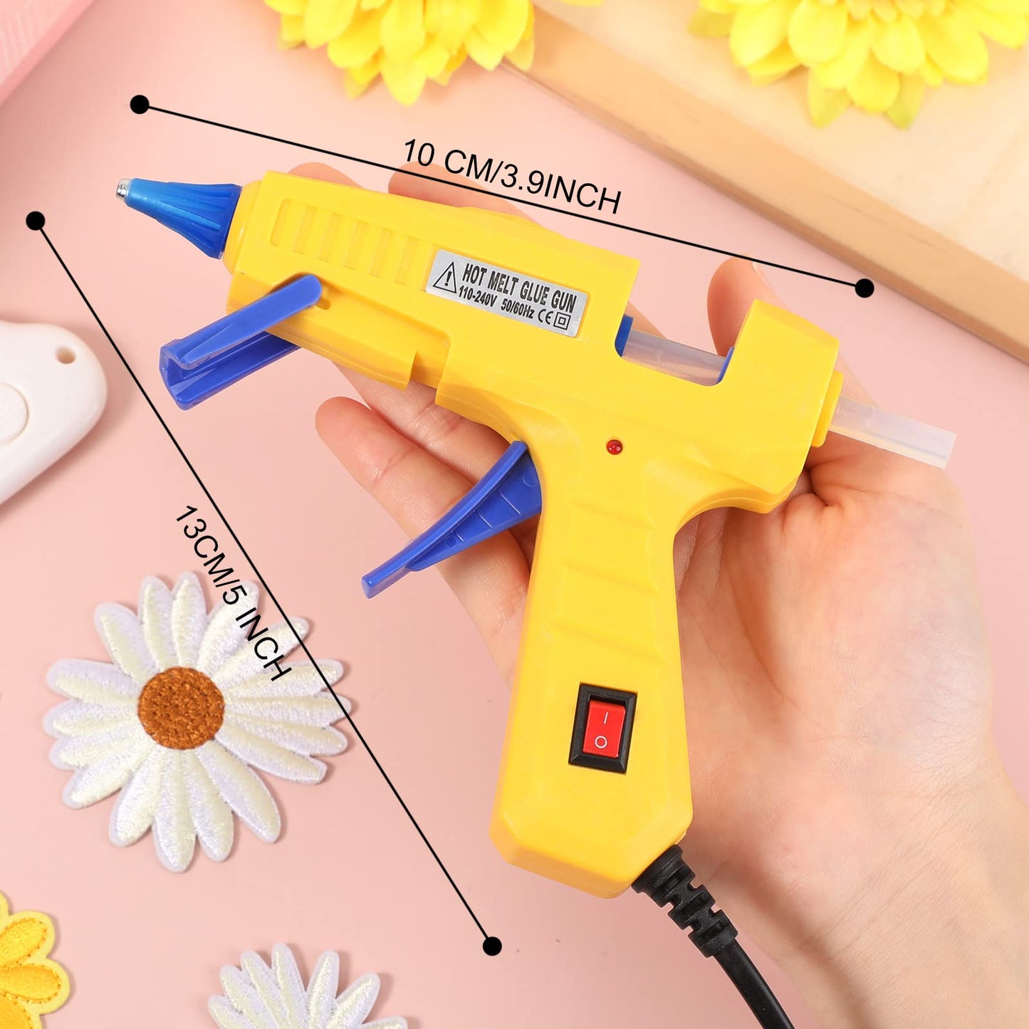 3 Pieces Glue Gun with 15 Glue Sticks, Hot Glue Sticks Mini Hot Glue Gun Kit Fast Preheating Craft Glue Guns for DIY Arts Home School Holiday Decoration, 30W, Blue/Orange/Pink
