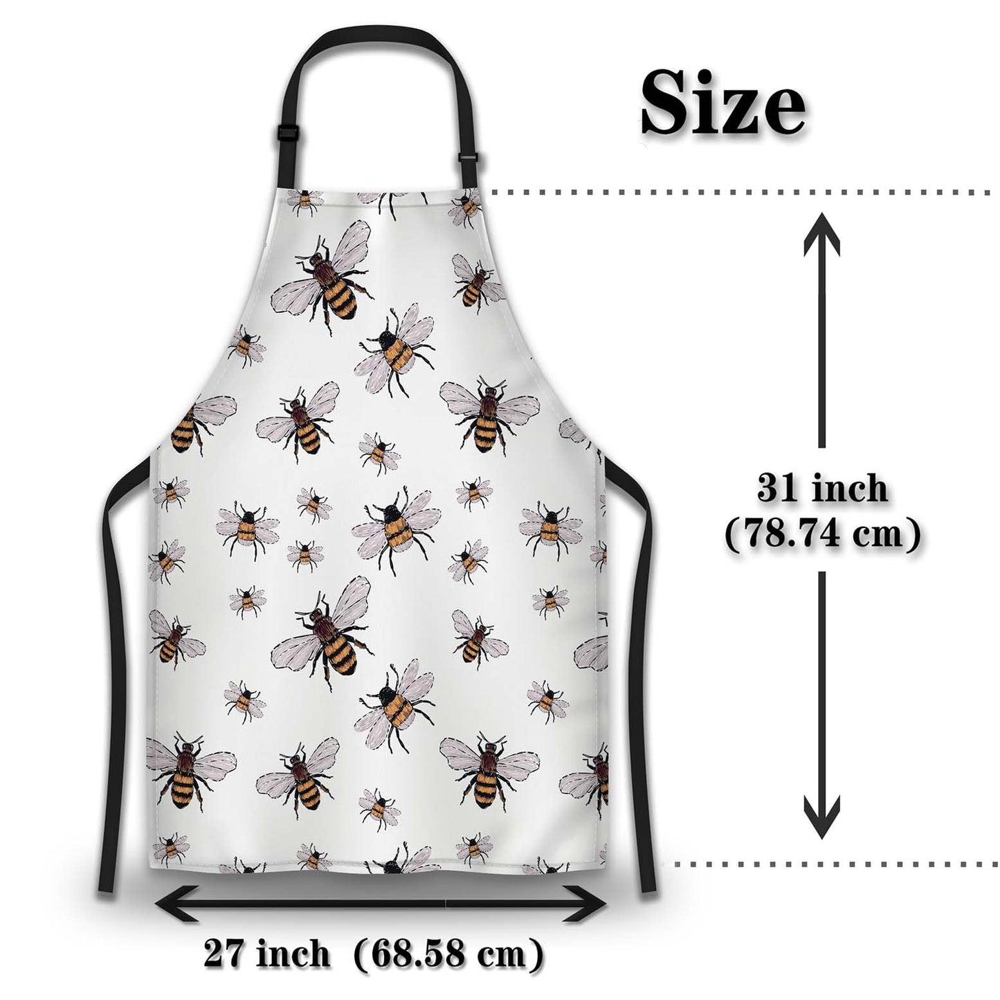 Olikked Funny Aprons for Adults Men Honeybee Big Small Funny Bee Insects Mans Apron for Kitchen Cooking Restaurant BBQ Painting Crafting Gardening 27” (W) x 31” (H), Waterproof Aprons