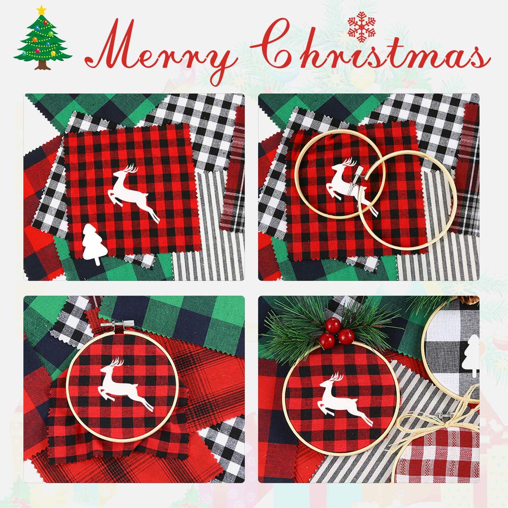 Caydo 20 Pieces 3 Inch Embroidery Hoops Christmas Round Wooden Circle Cross Stitch Hoop Round Ring for Art Craft Handy Sewing