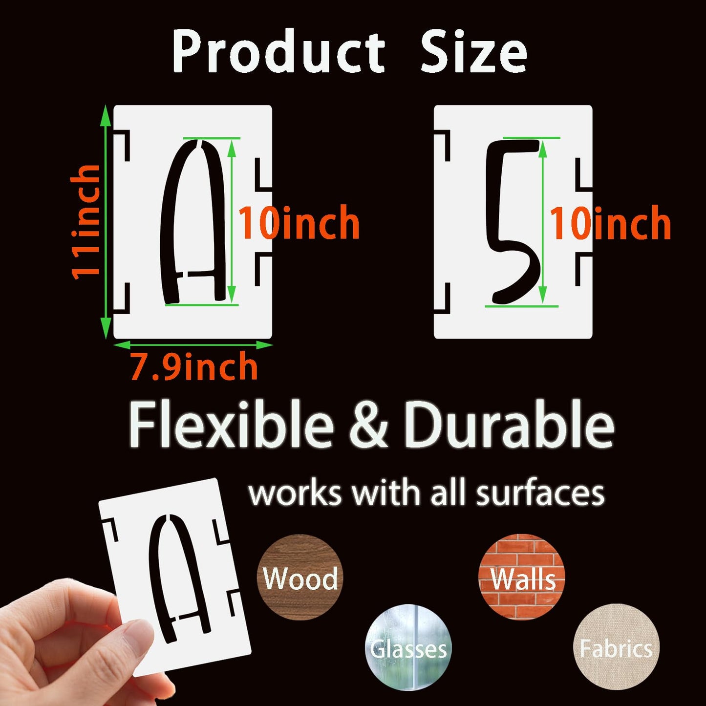 BAMIDELE 10 Inch Alphabet Letter Stencils, 42 Pcs Reusable Plastic Letters Numbers Symbol Interlocking Drawing Template Kit for Painting on Wood, Fabric, Rock, Chalkboard, Door Porch, Wall, Signage