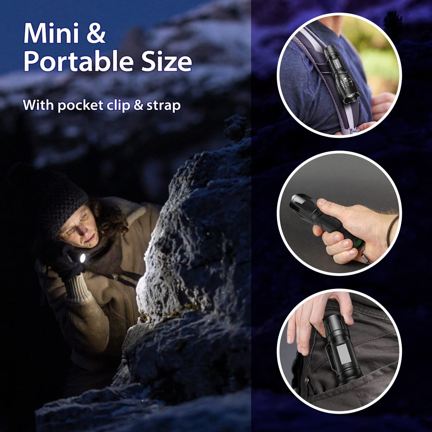 MOWETOO UV Flashlight, Portable Blacklight Flashlight, LED Torch with White and Ultraviolet Light Combo, Black Light Pet Urine Detector for Dog Cat Pee, ID Check, AC Leak, Bed Bug, Rocks, Resin