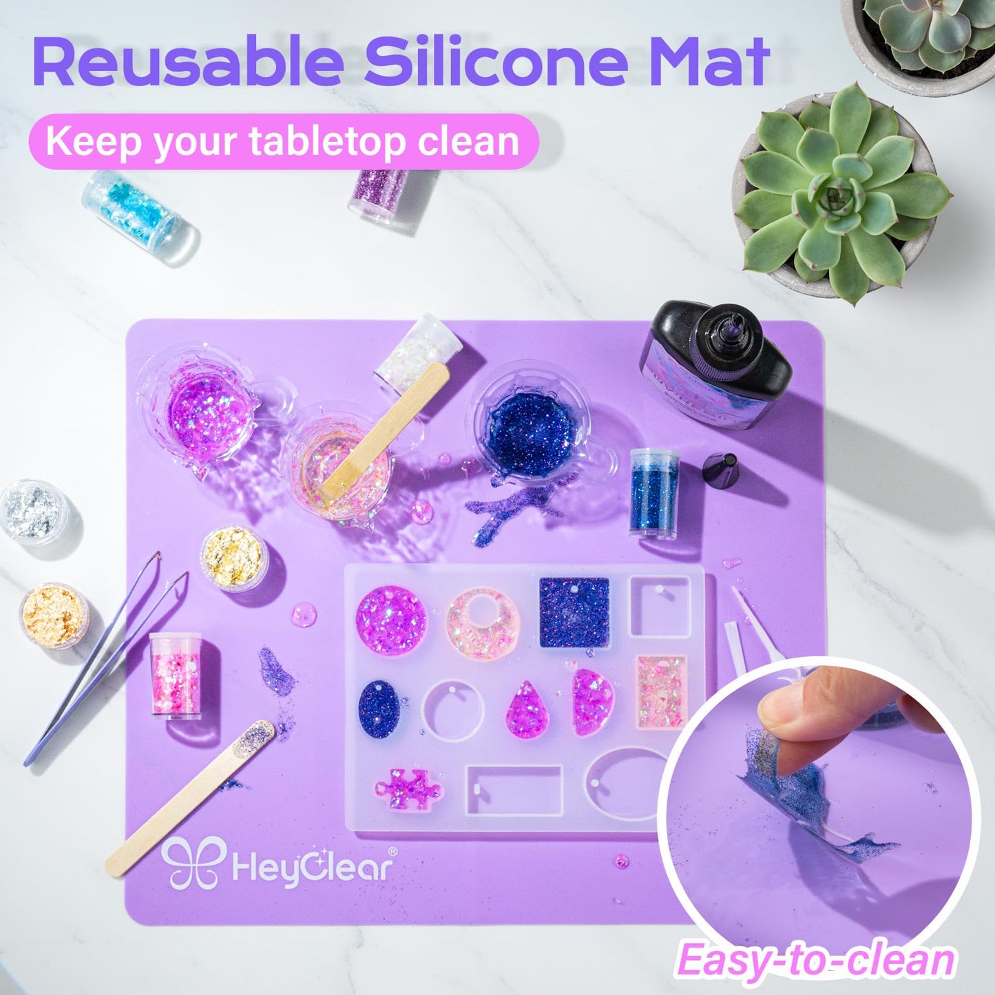 HeyClear UV Light for Resin, Large Double-Sided UV Lamp | 2-in-1 Detachable, Resin Fast Curing Machine with 360° Coverage for Resina Molds, DIY Crafts & Decor, Jewelry Making