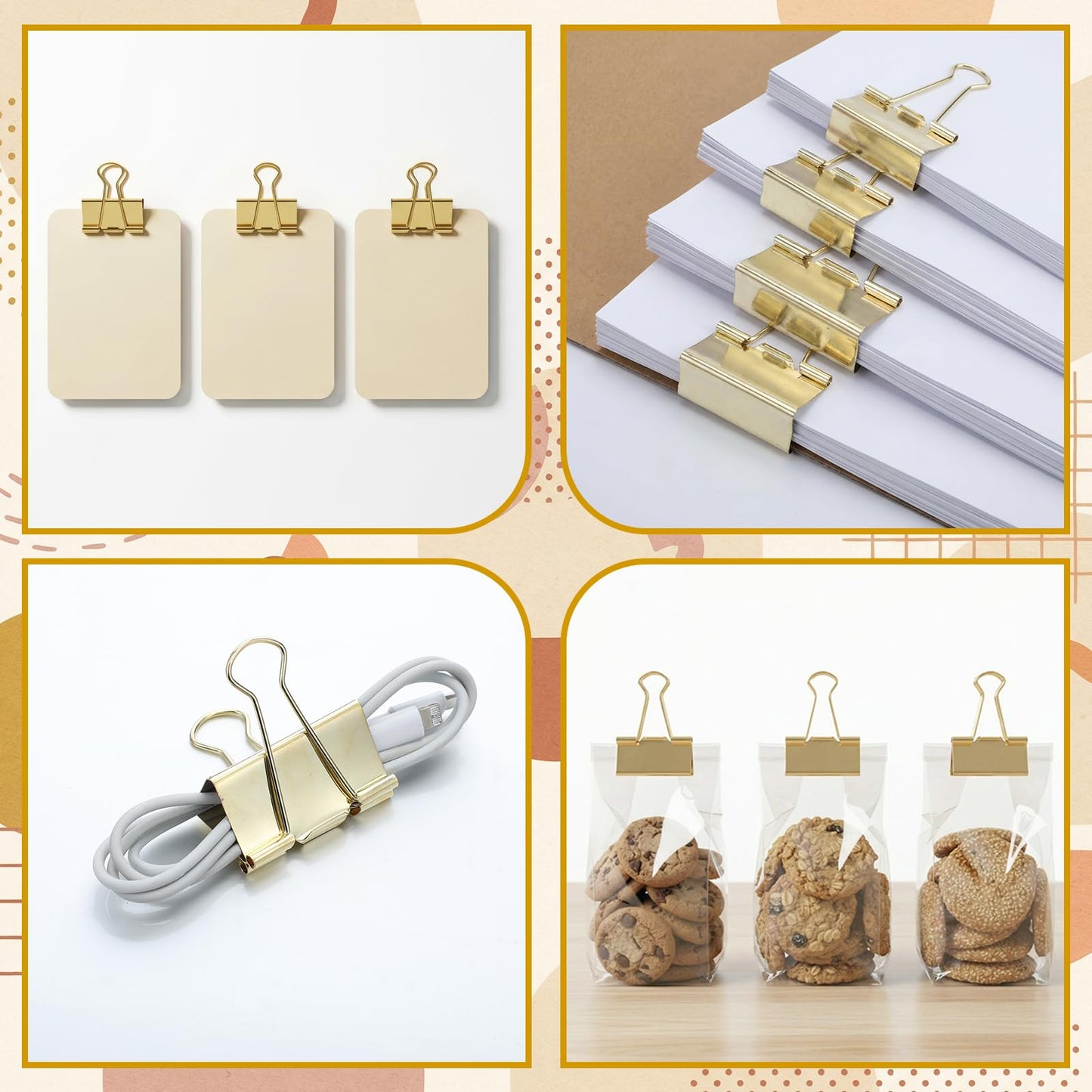 Frienda 12 Pack 2 Inch Extra Large Binder Clips Big Paper Clamps Metallic Large Paper Clips with Grip Reusable Office Organization Supplies for School Office Home (Gold)