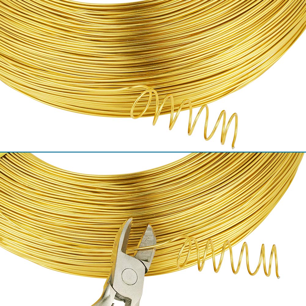 Cheriswelry 980 Feet 20 Gauge Gold Aluminum Wire Bendable Metal Craft Wire Flexible Soft Jewelry Beading Wire 0.8mm for Sculpting Armature Artistic Floral Garden Wrapping DIY Craft
