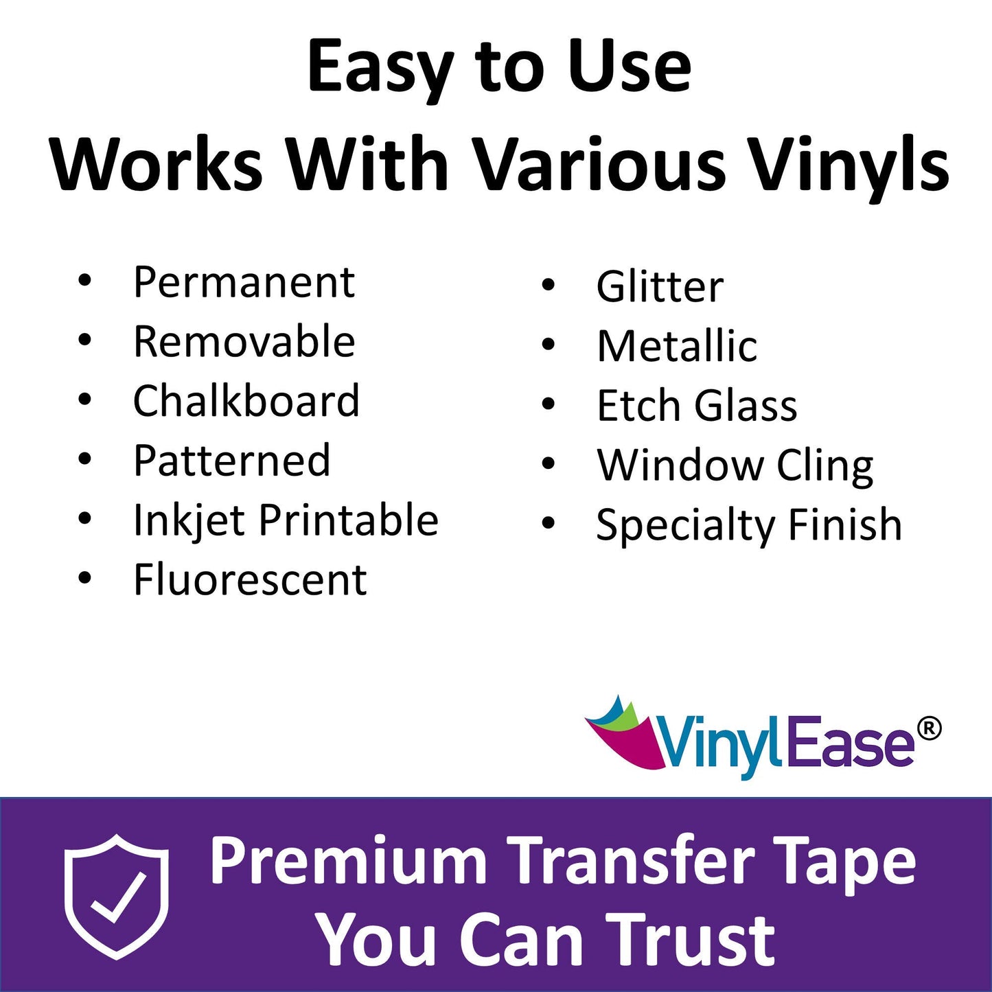 Vinyl Ease 6 inch x 100 feet roll of Paper Transfer Tape with a Medium to High Tack Layflat Adhesive. Works with a Variety of Vinyl. Great for Decals, Signs, Wall Words and More. American Made V0820