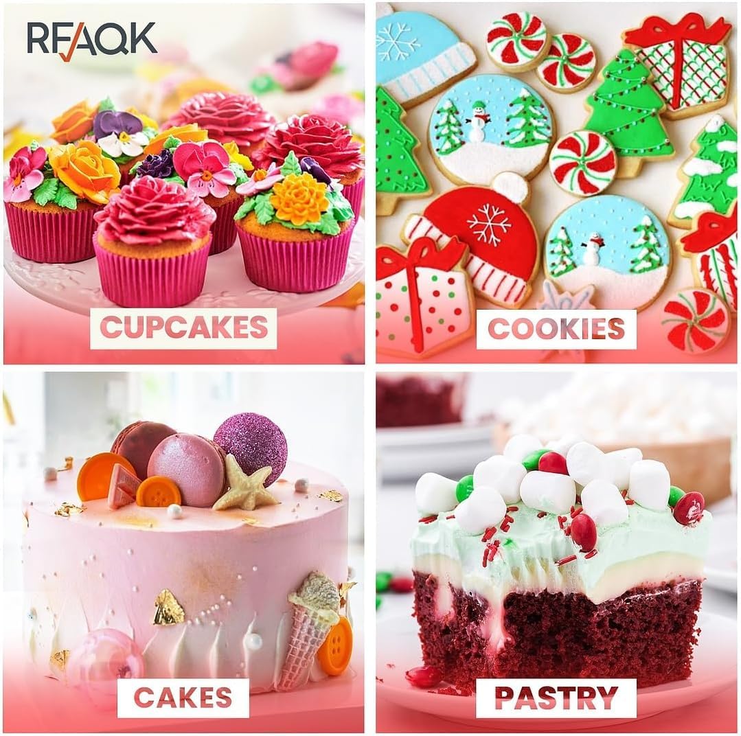 RFAQK 200PCs Cake Decorating Kit with Cake Turntable & Leveler, Baking Supplies Gift Includes 110+1 Piping Bags,55 Icing Tips,2 Frosting Spatulas, Adjustable Scraper, Complete Video Course & much more