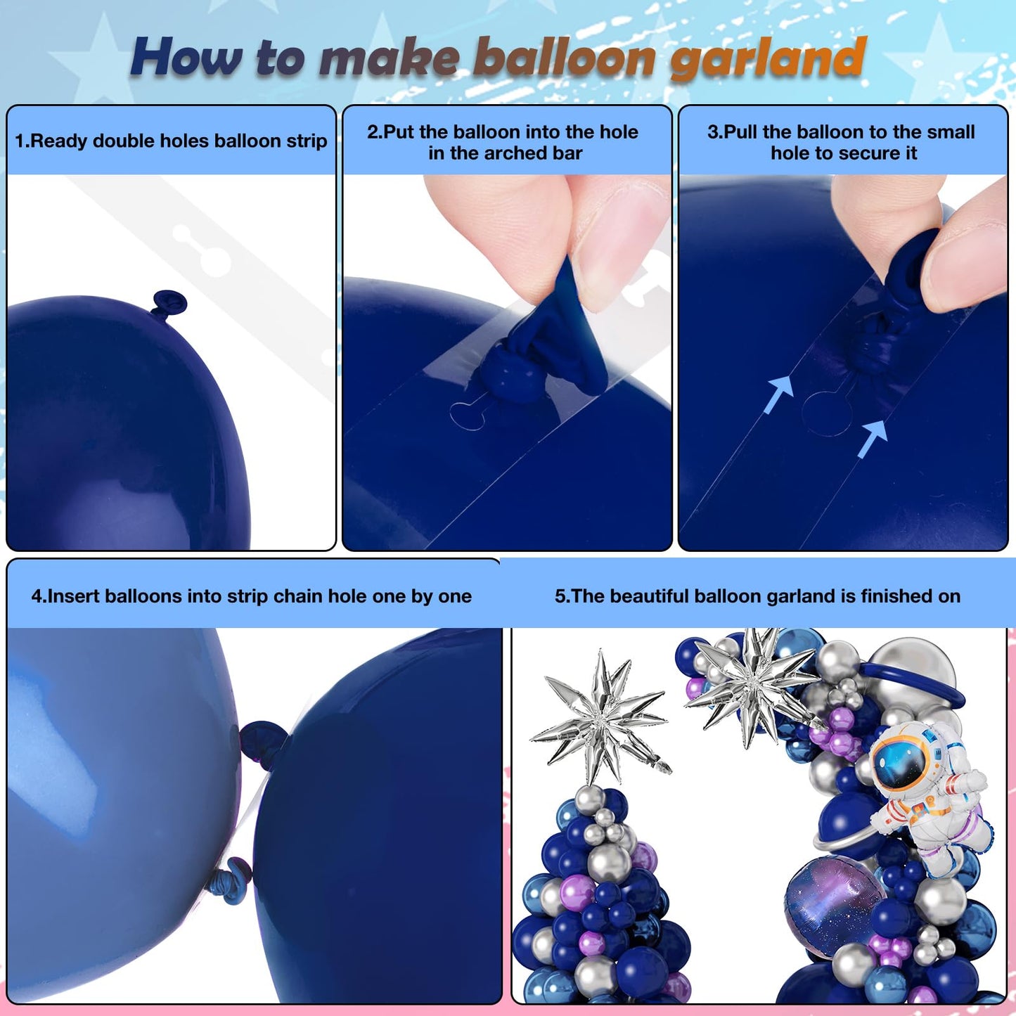 Amandir139pcs Space Balloon Garland Arch Kit Outer Space Birthday Decorations with Blue Purple Silver Galaxy Astronaut Foil Balloons for Boys Themed Birthday Party Decoration Supplies